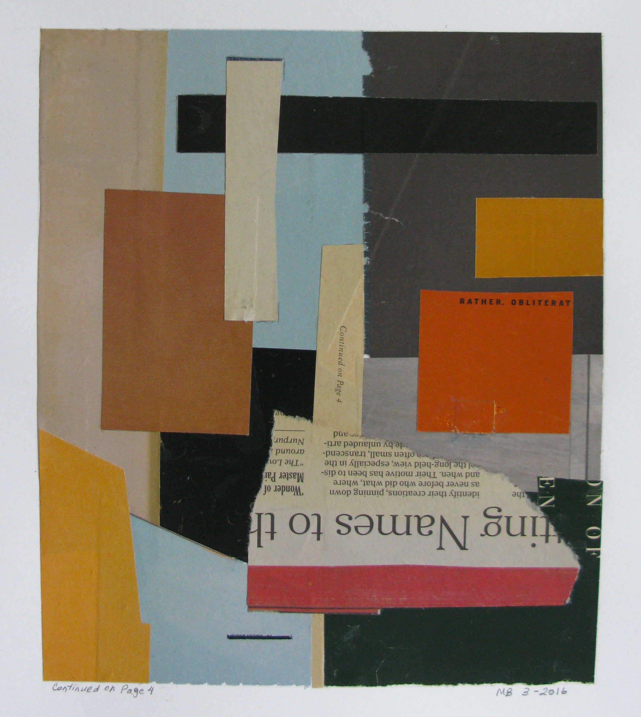    Continued on Page 4,   collage, approximately 9 x 7 1/2 in, 2016 