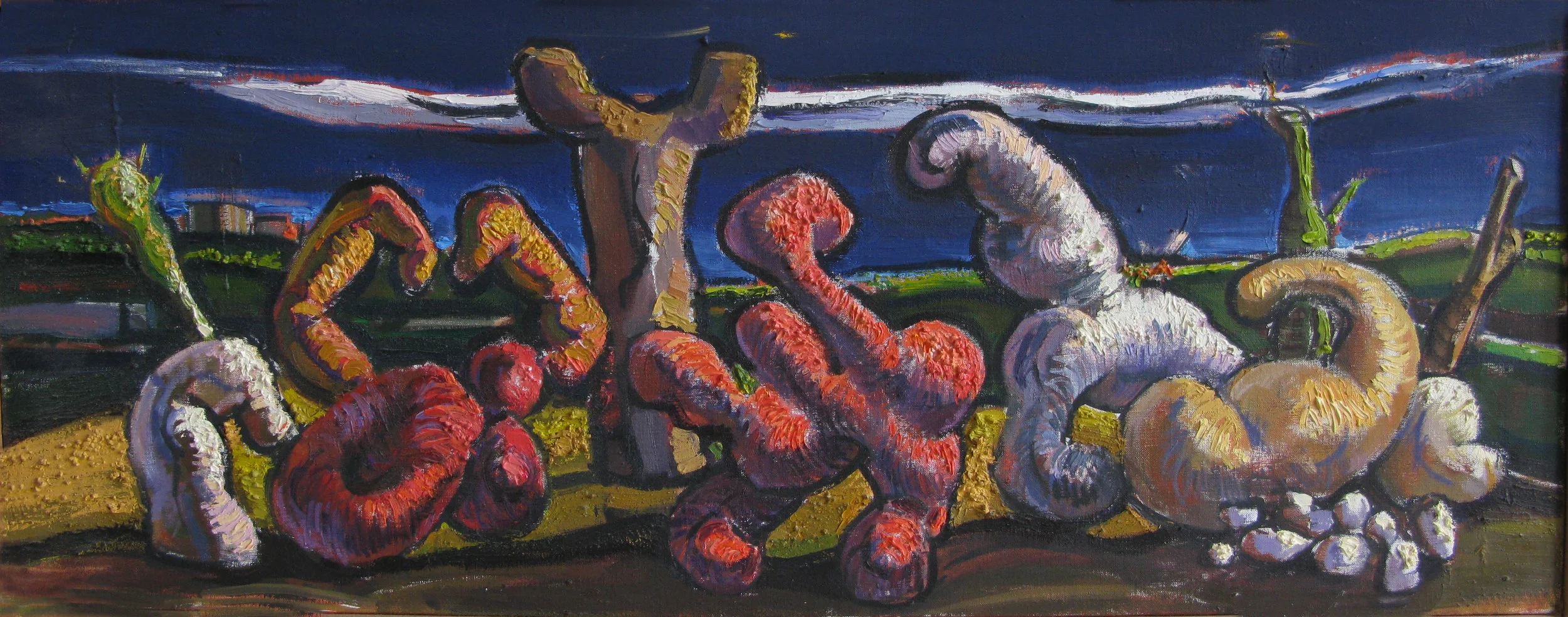 Sequence, oil & sand on canvas, 10 x 26 inches, 2002