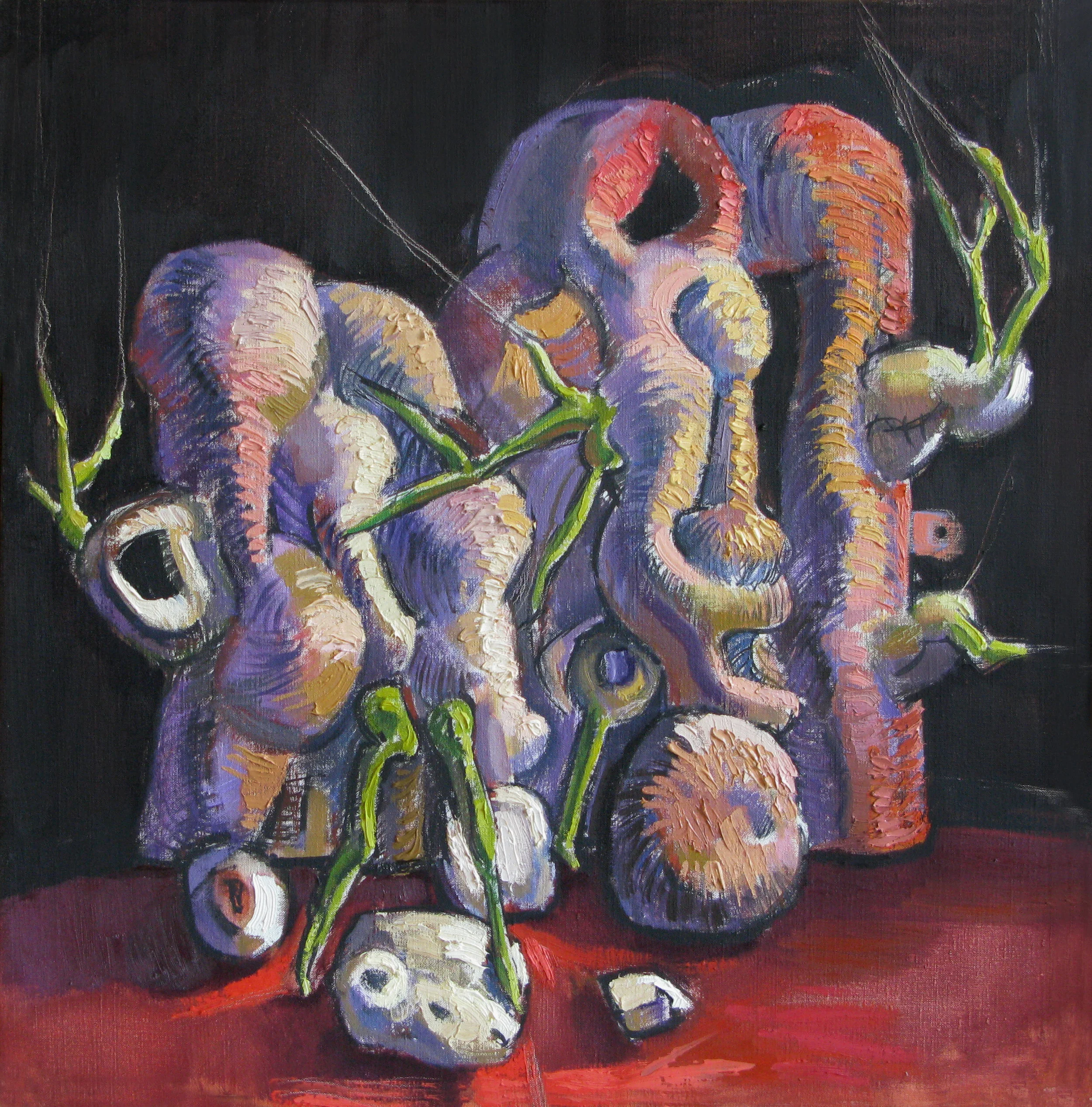 Sprouting Forms, oil on canvas, 16 x 16 inches, 2002
