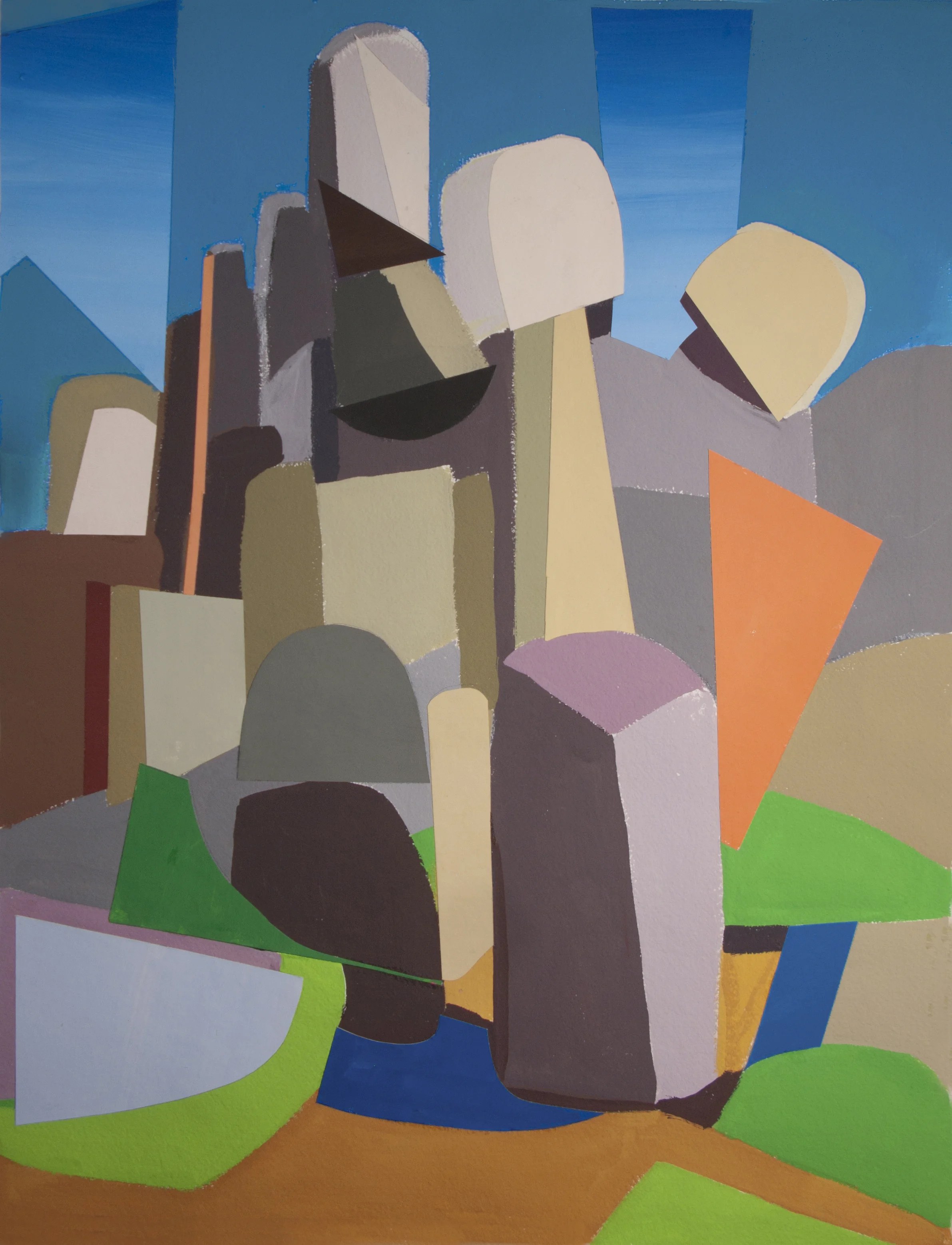 Joshua Tree Rocks, cut paper, gouache, 30 x 22 in. 2018