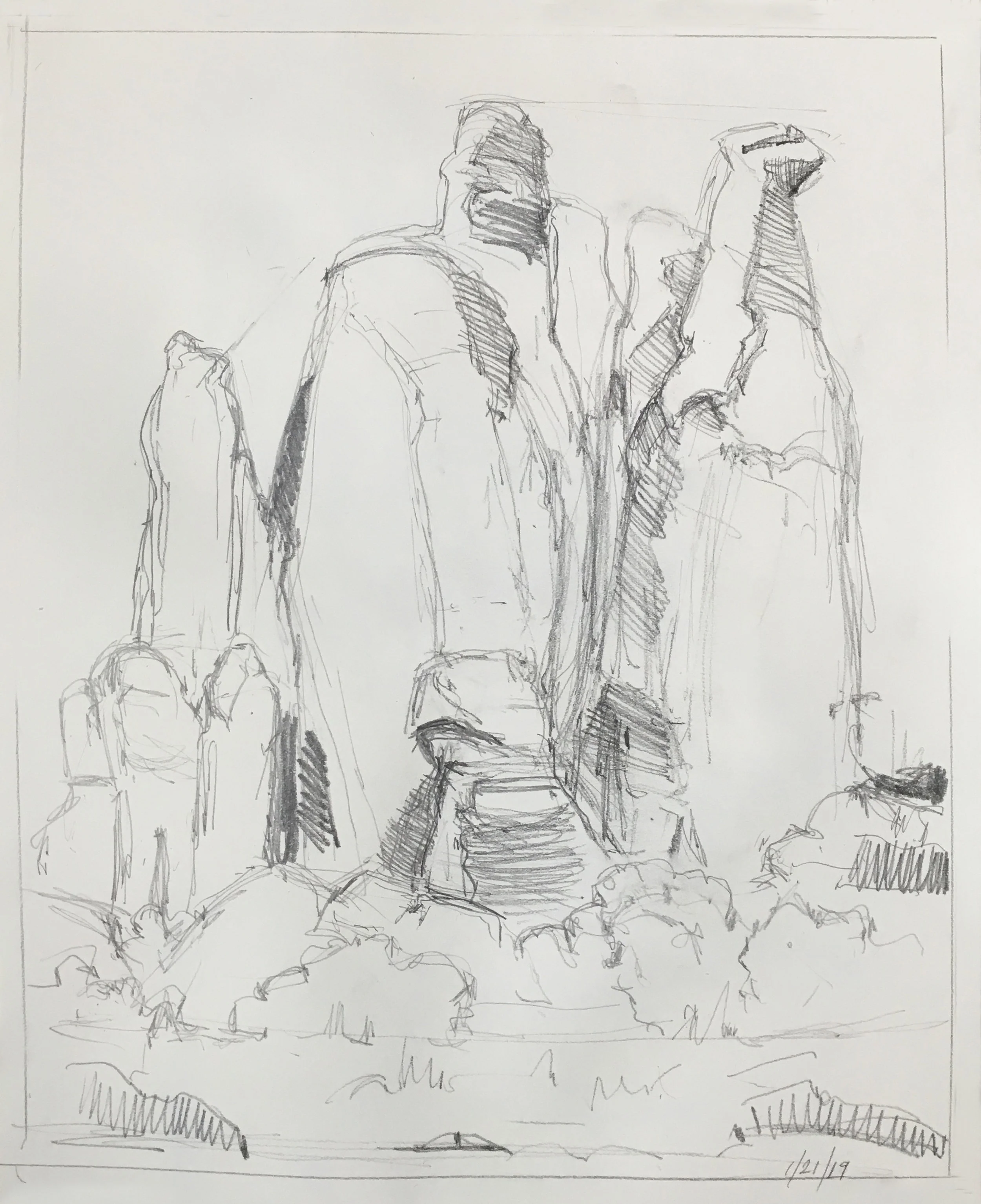 Arches Sketch, graphite, 14 x 11 in., 2019