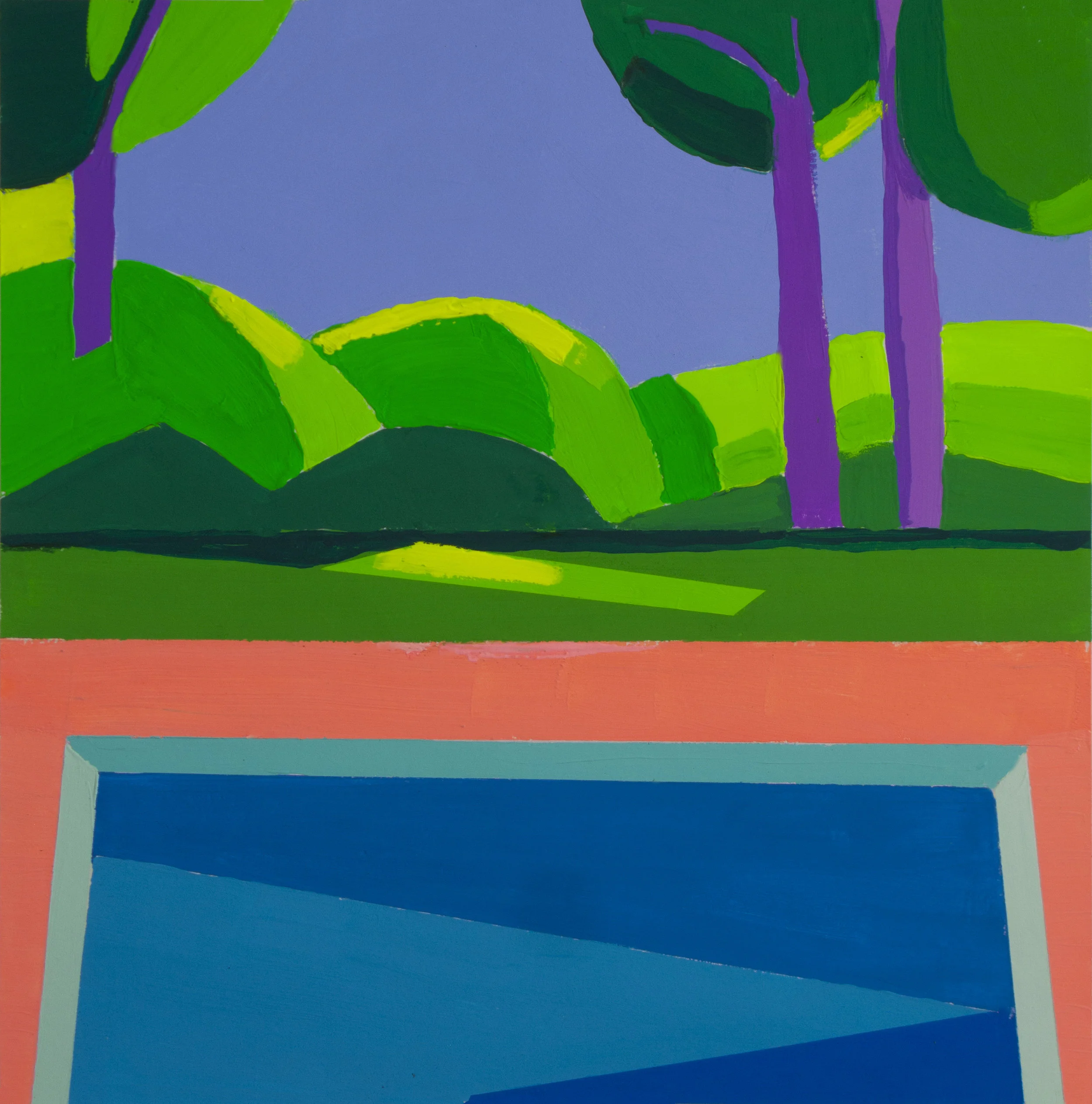 Pool Study IV, gouache, 12 x 12 in., 2018