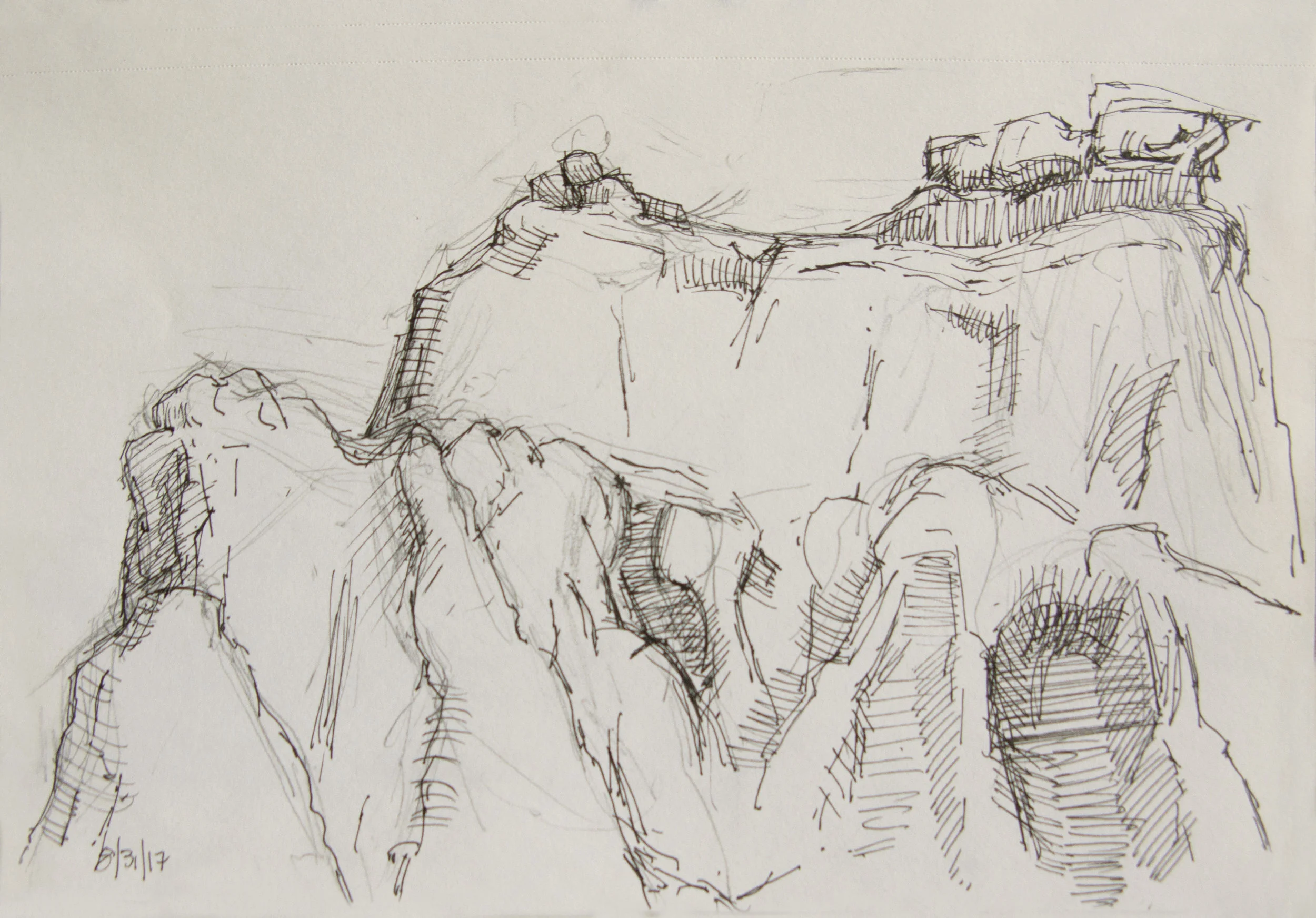 Badlands, archival ink pen, 5.5 x 8.5 inches, 2017