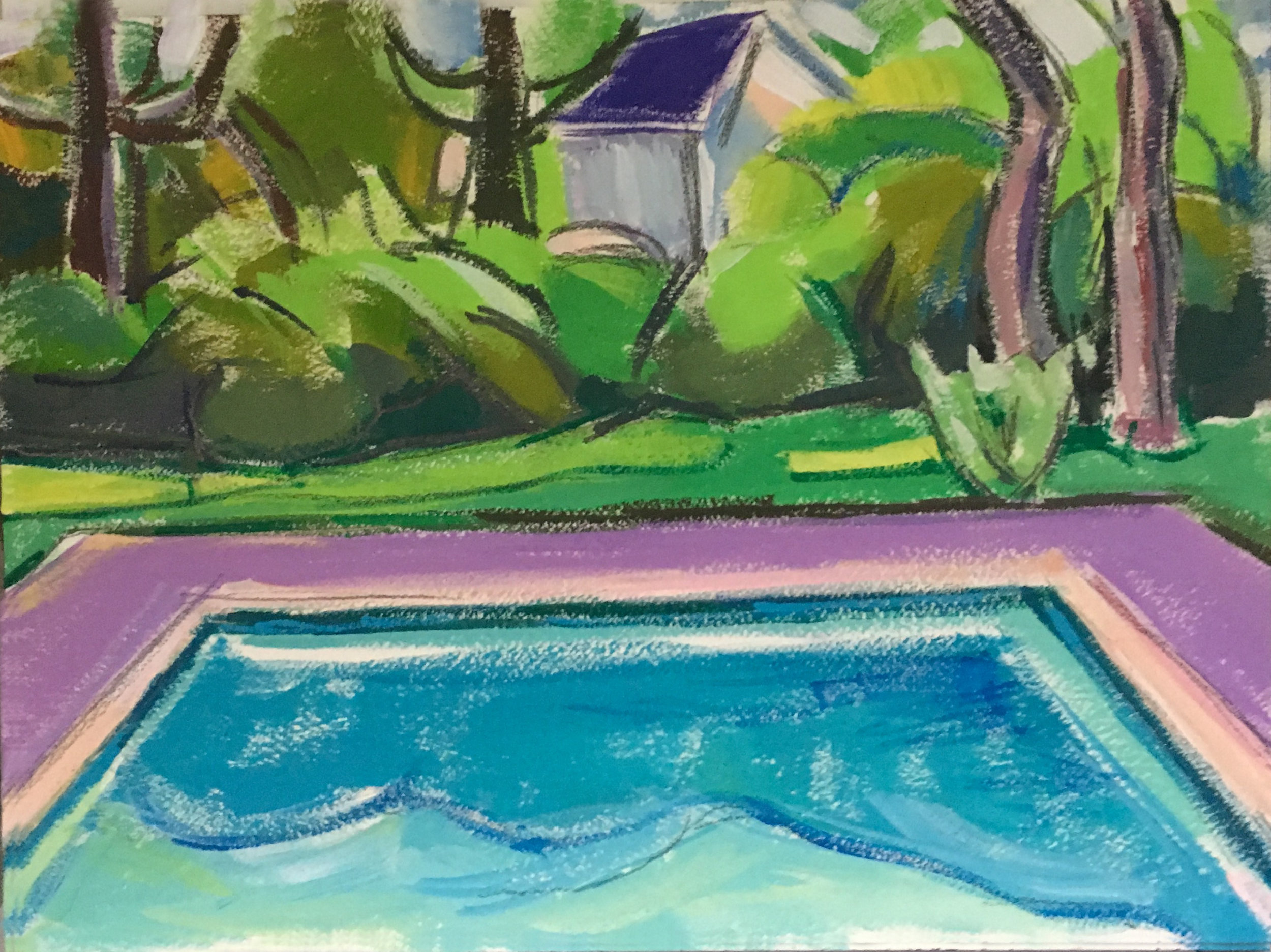    Pool Study II,   gouache, 9 x 12 in., 2017   