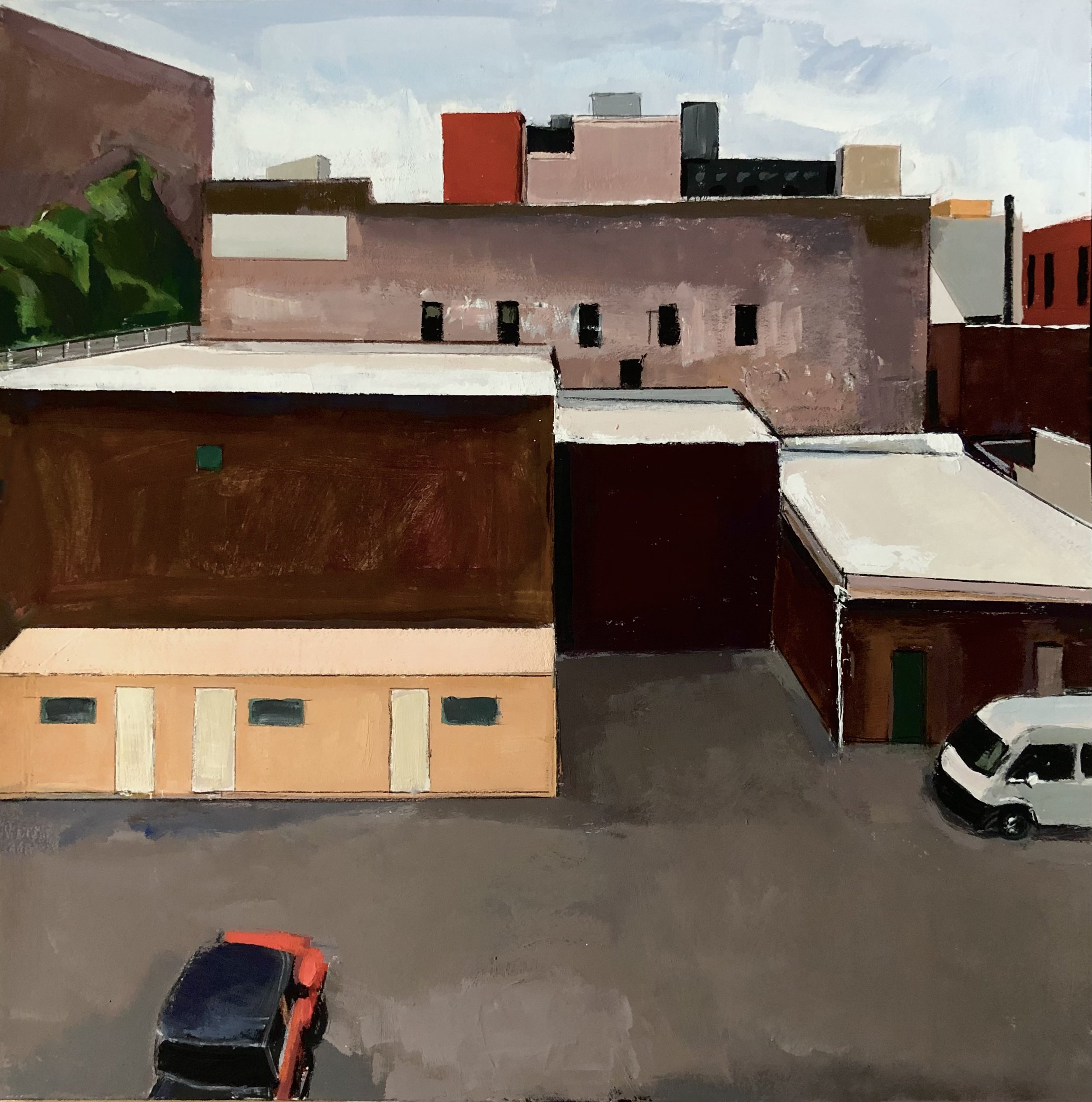    East Harlem Construction Lot with Rooftops I  , gouache, 12 x 12 in, 2022    