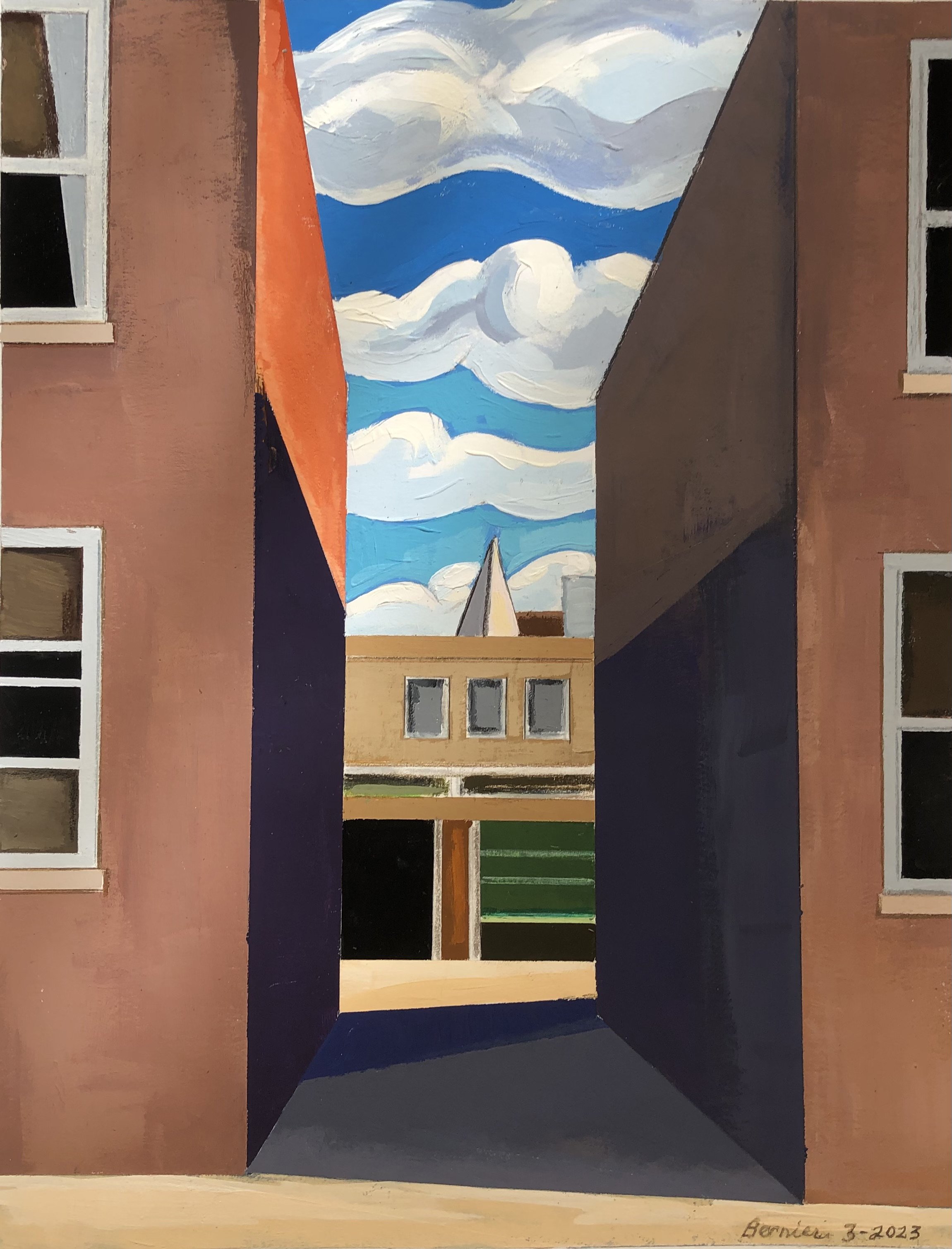    Bushwick Alley II,   gouache, 9 1/2 x 12 1/4 in, 2023   