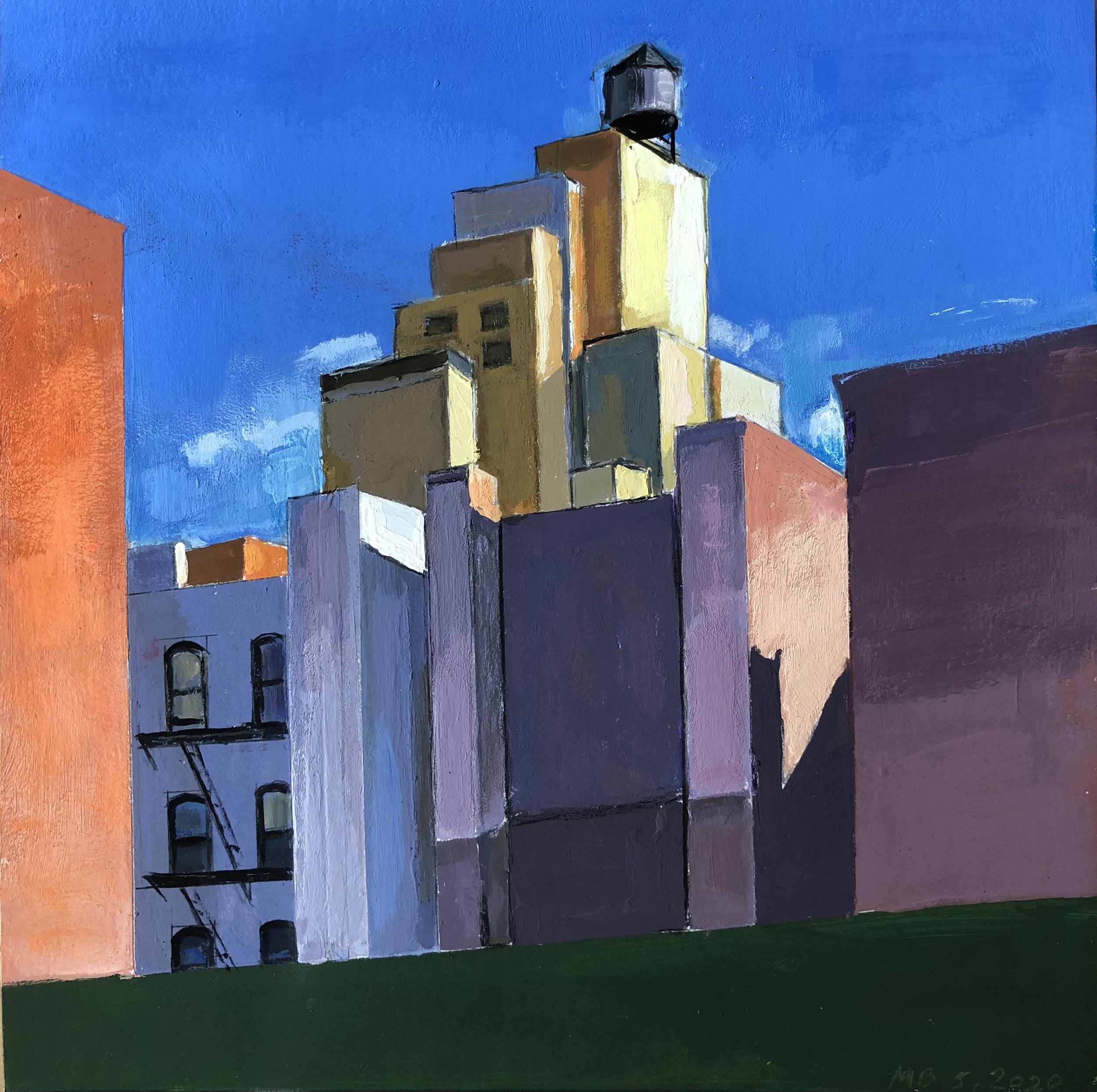    860 Amsterdam Avenue   (View from Broadway Construction Site),  gouache, 8 x 8 in, 2022   