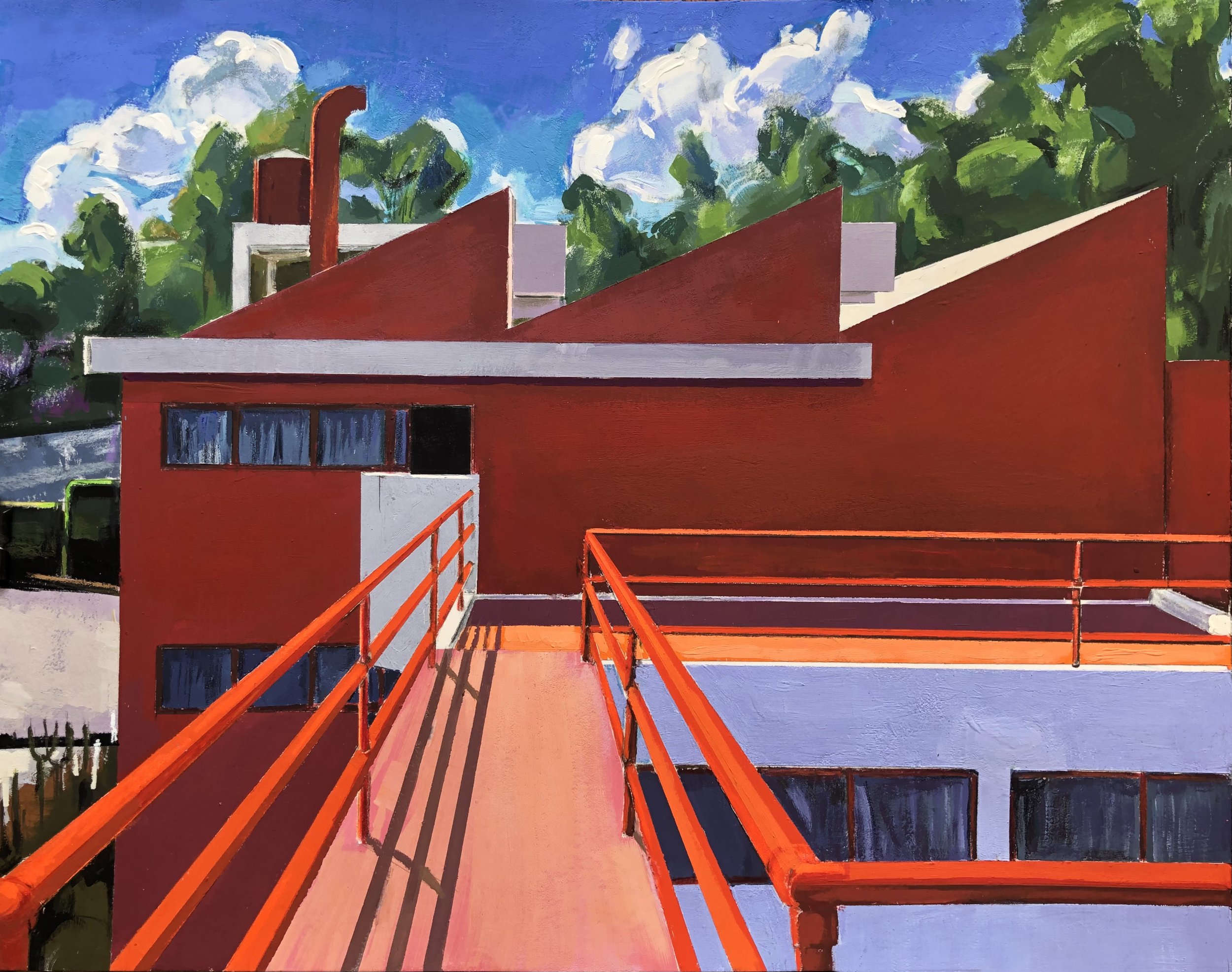    Rooftop View of Diego Rivera Studio (Mexico City),   gouache, 11 x 14 in, 2023   