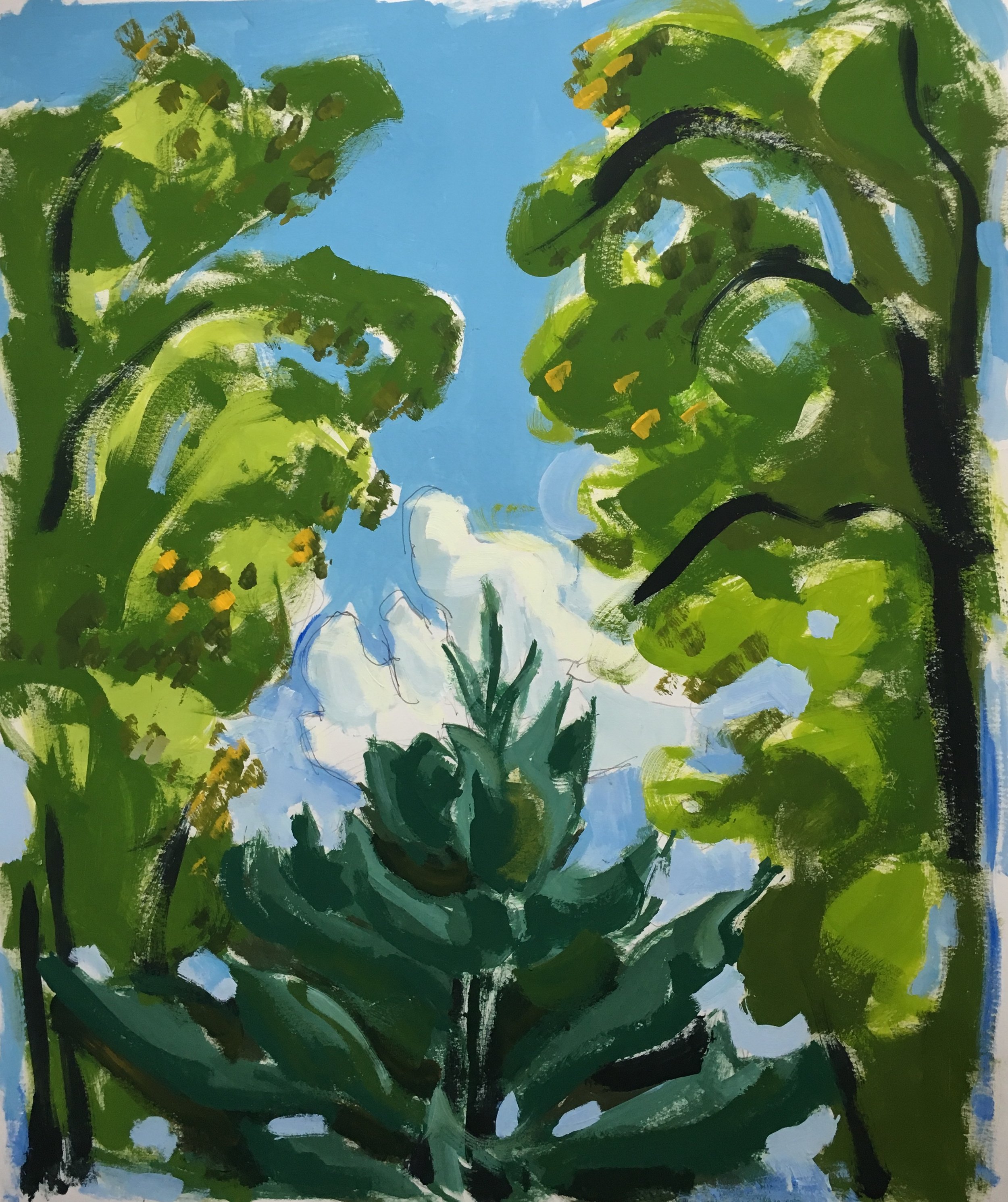    Looking Up II,   gouache, 2019 