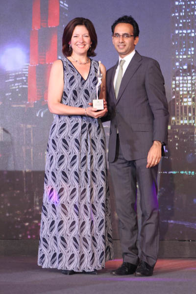 Caroline Jenner, CEO of JA Europe. Not pictured: Co-winner Majid Khalid Al-shammiri, CEO of INJAZ Yemen