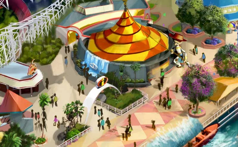 Rendering of the Re-themed Carousel and entrance to the Incredicoaster via Disney Blog