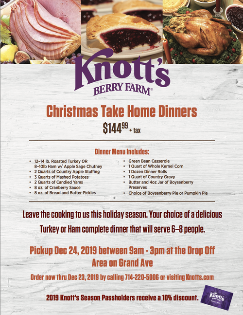 Christmas Take Home Dinners From Knotts Berry Farm Cleverly Catheryn