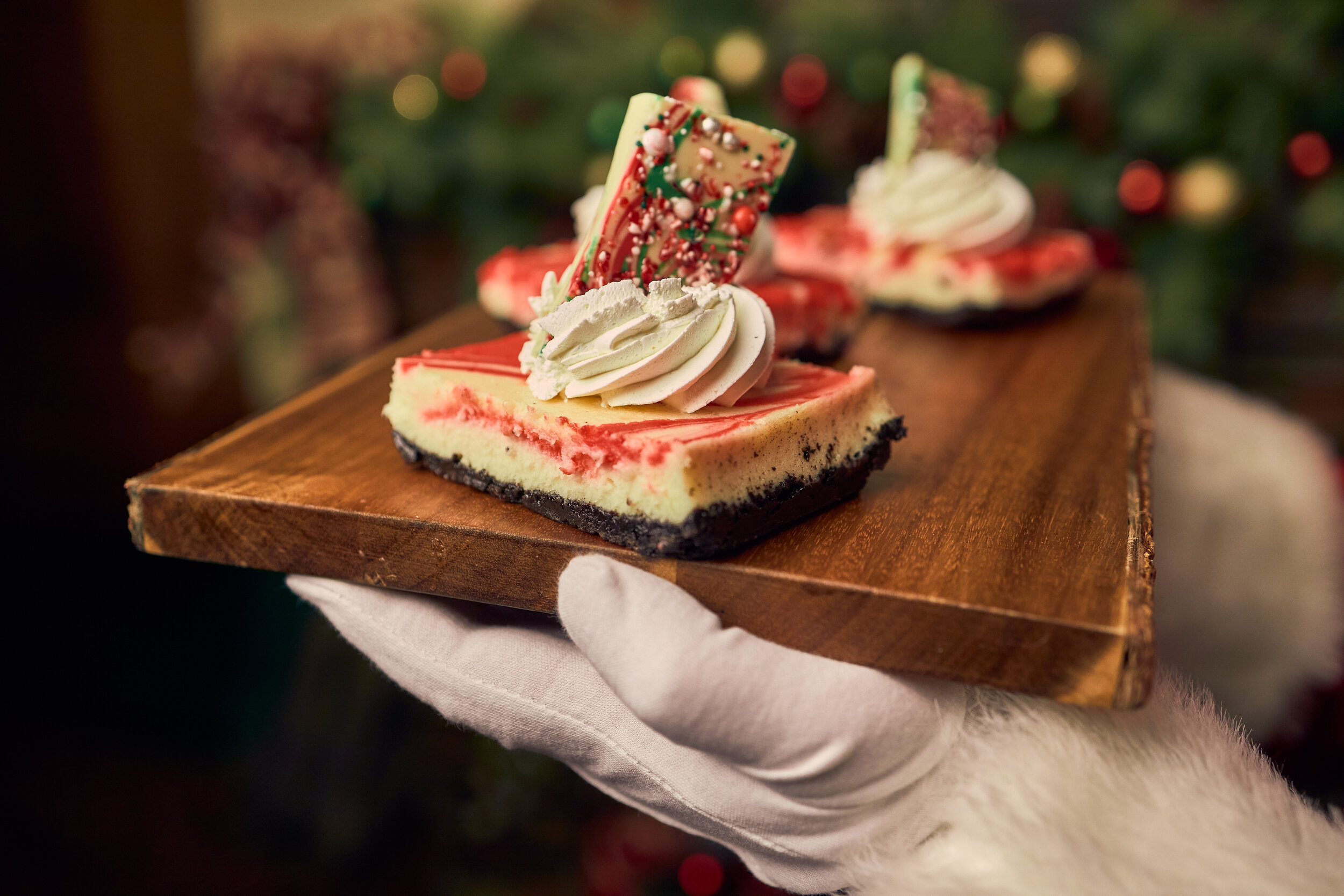 Chocolate Peppermint Cheesecake Bars with White Chocolate Peppermint Bark