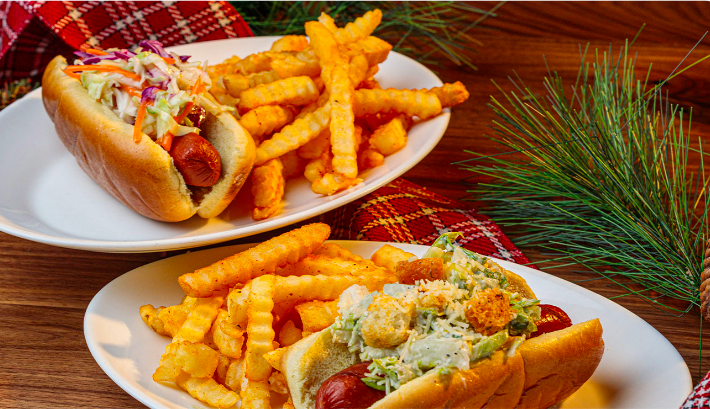 Christmas Cesar Salad Hot Dog &amp; Vegan Dog