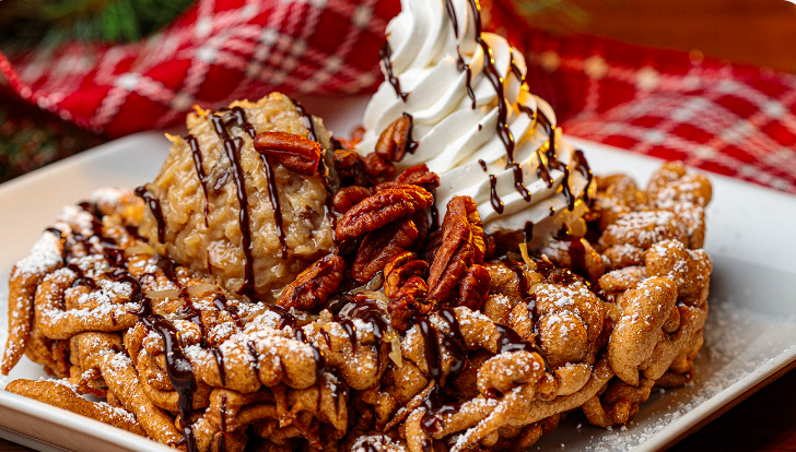 German Chocolate Funnel Cake W/Cream Cheese