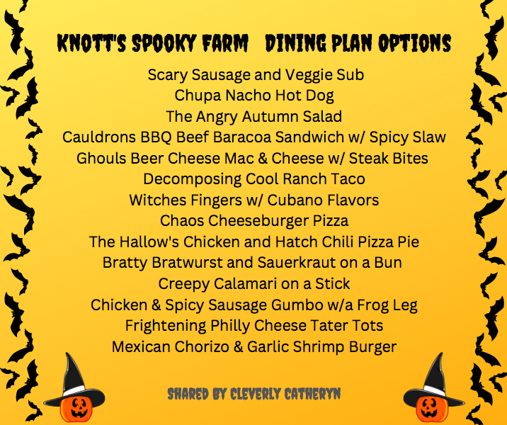Complete Food List for Knott's Scary and Spooky Farm Spooky Farm and ...