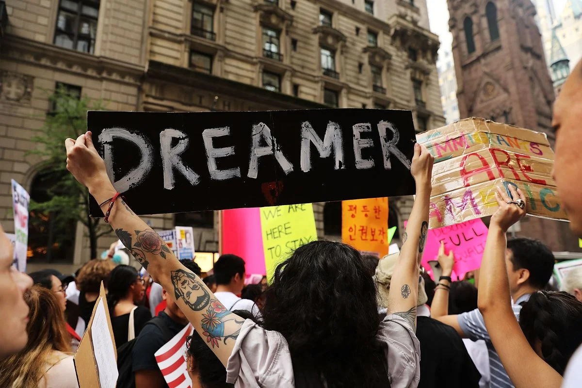 DACA advocates gather outside of Trump Tower on August 15, 2017 in New York City. / Spencer Platt/Getty Images