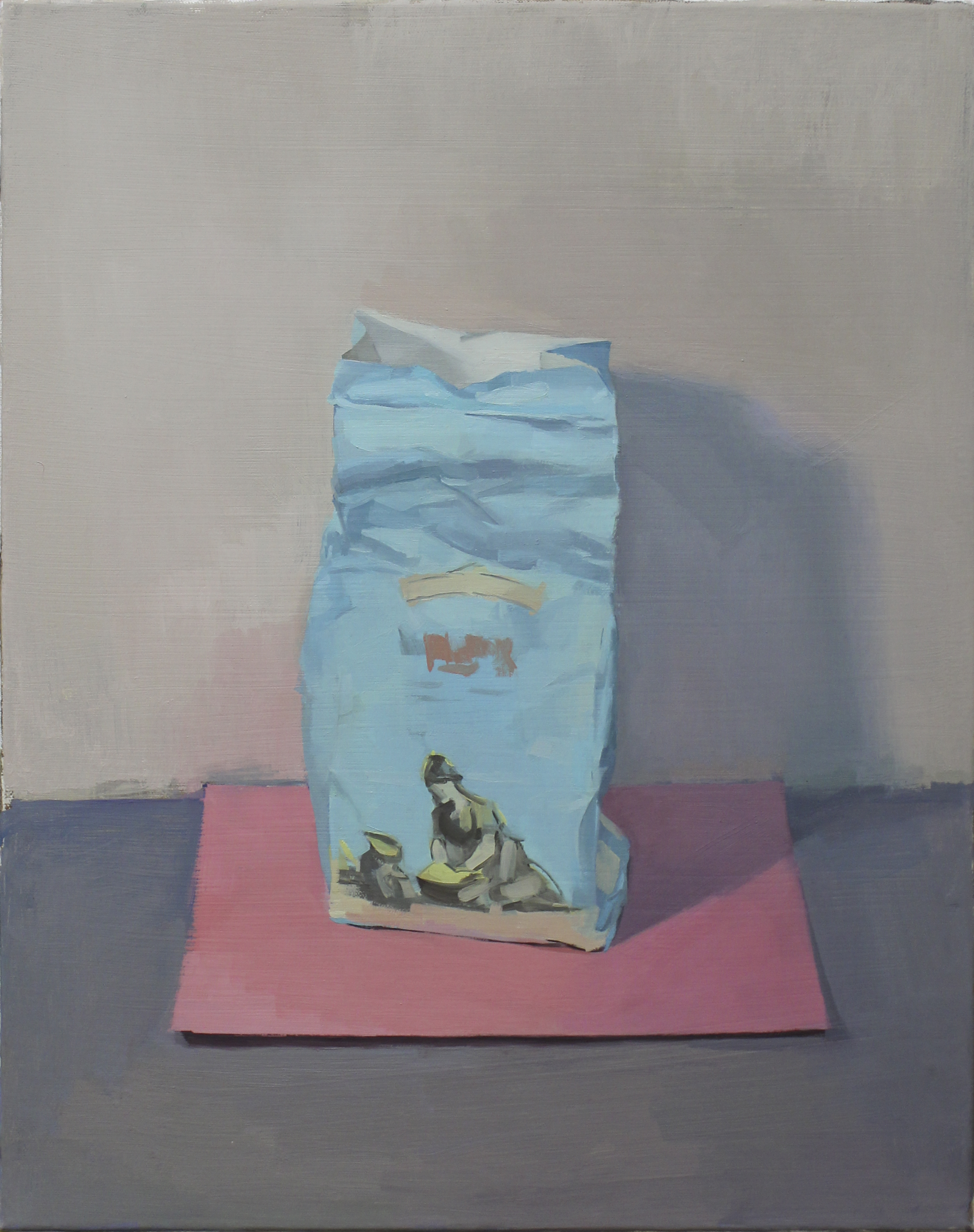    blue bag pink paper     oil on canvas 16x20" 2012  private collection 