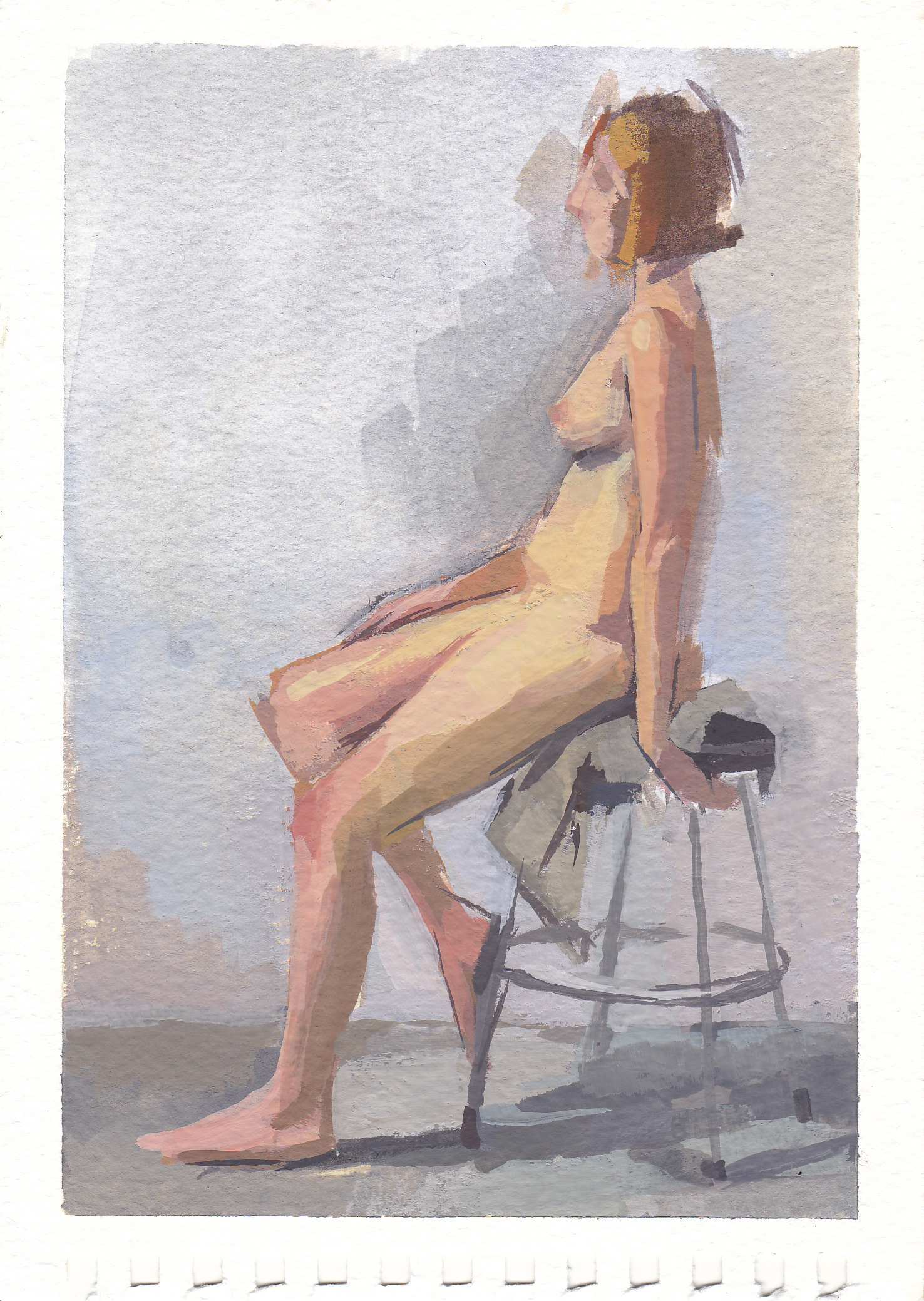    nude figure     watercolor and gouache 4.25x6.25" 2012  private collection San Francisco, CA 