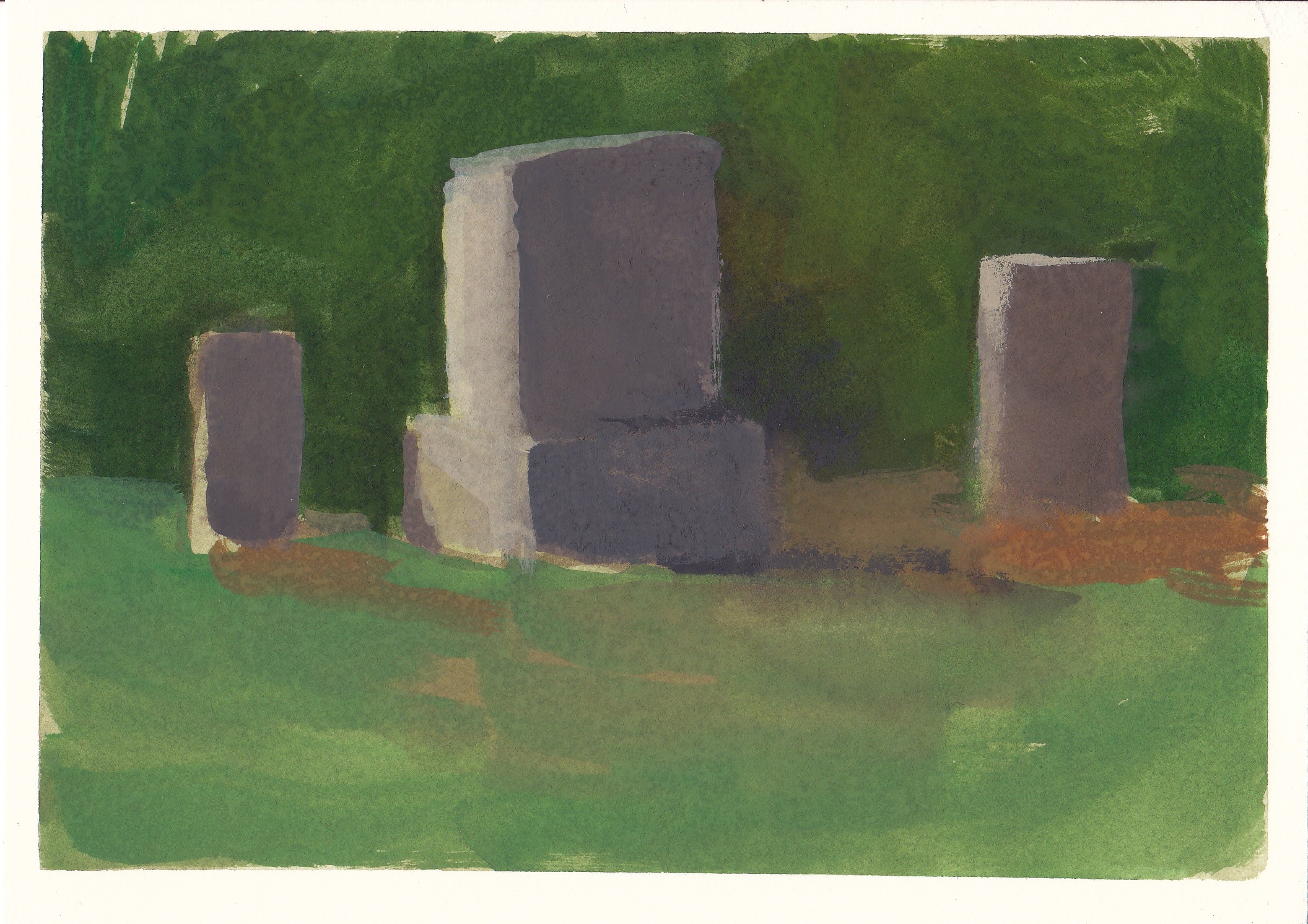    cemetery     watercolor and gouache 4.5x6.5" 2012  collection of the artist 