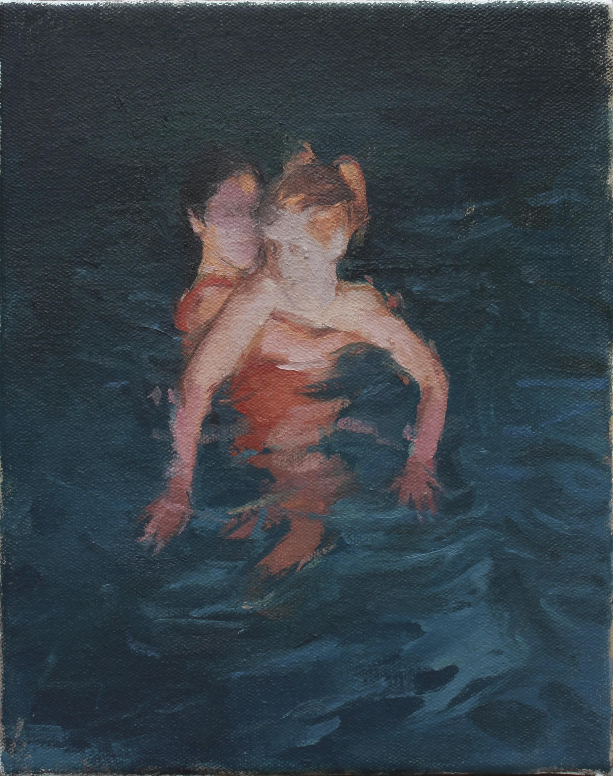 swimmers oil on canvas 8x10" 2013 private collection NYC purchase prints