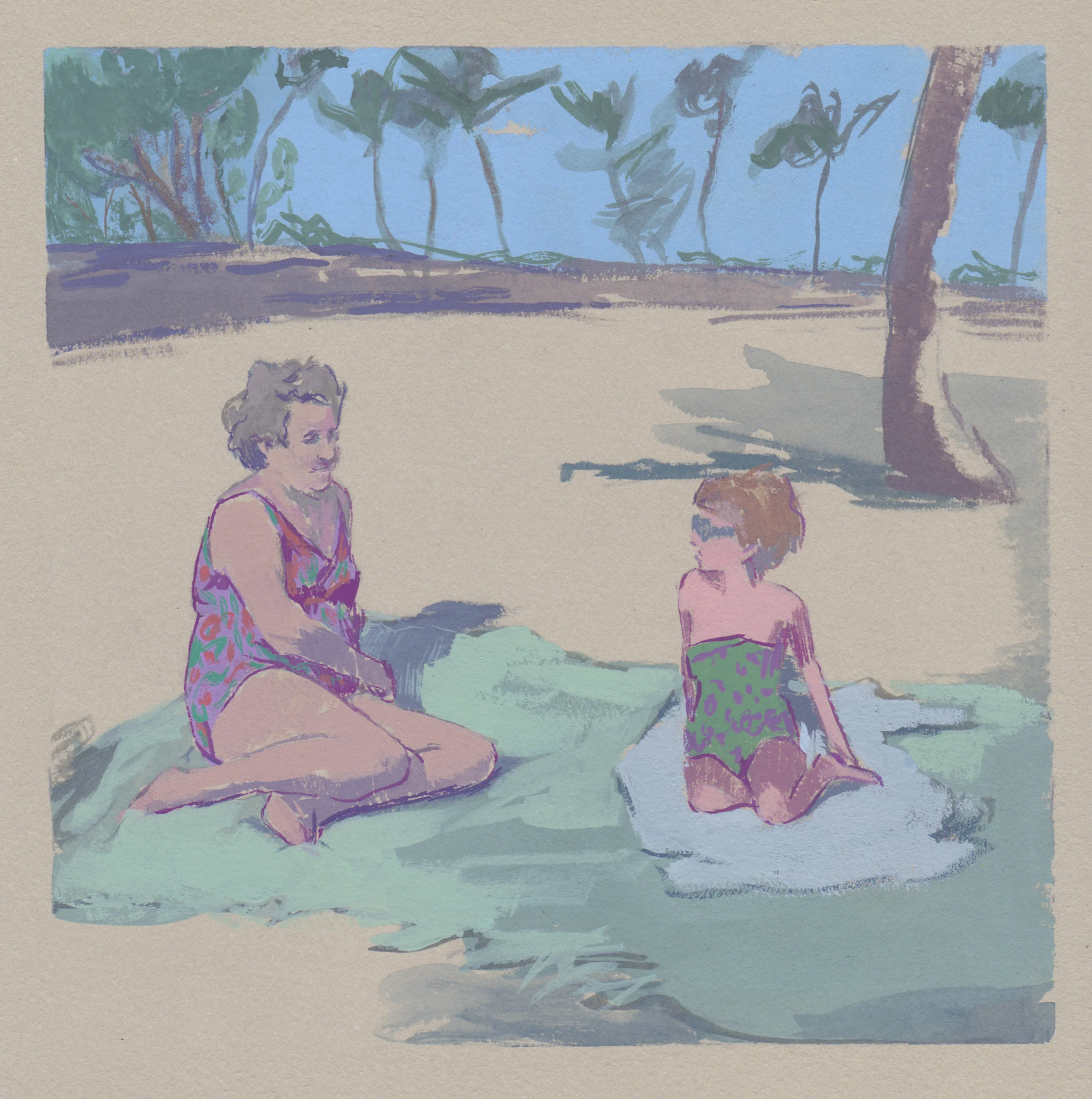 my mommy and her mommy gouache on rives bfk 7x7" 2013 private collection NJ