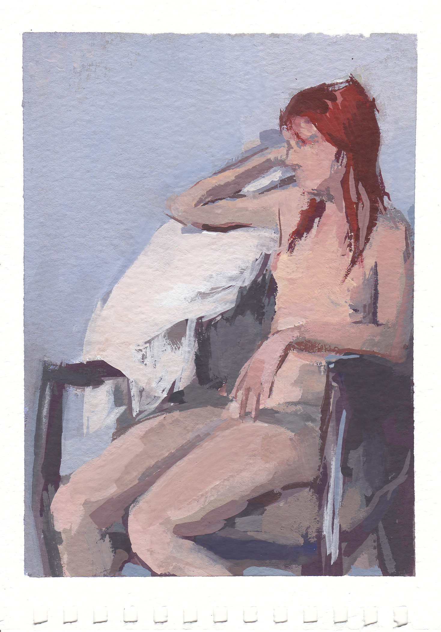    seated nude     gouache on paper 4.25x6" 2013  private collection Nashville, TN 