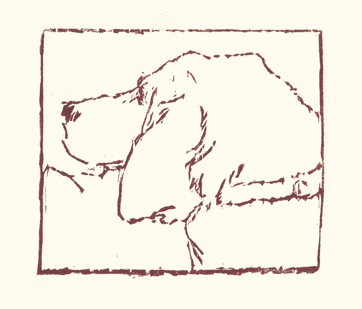 hound woodblock print edition of 35 3.25x3.75