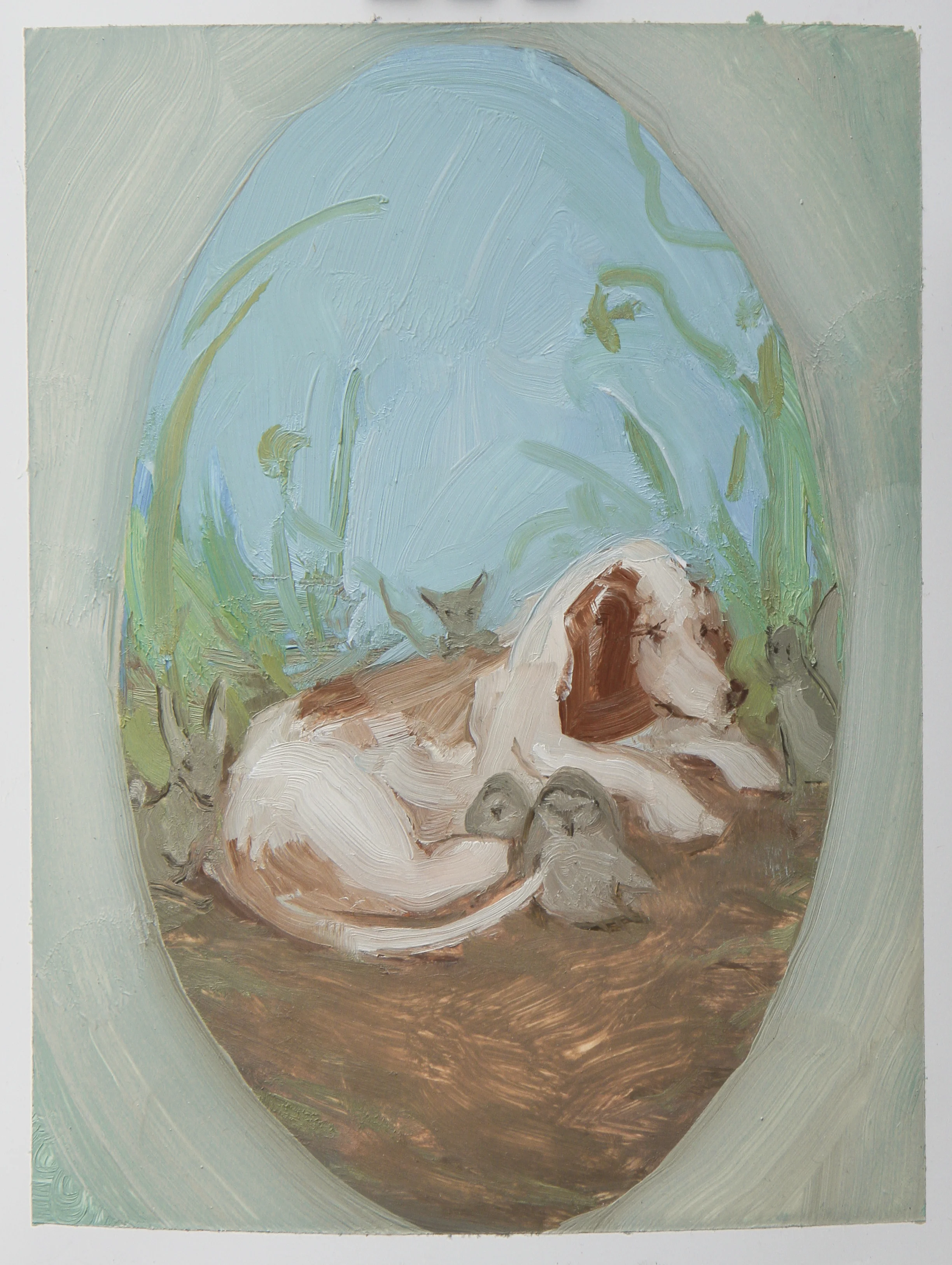 Baby Darwin oil on yupo 5.5x7.25" 2014 private collection CA purchase prints