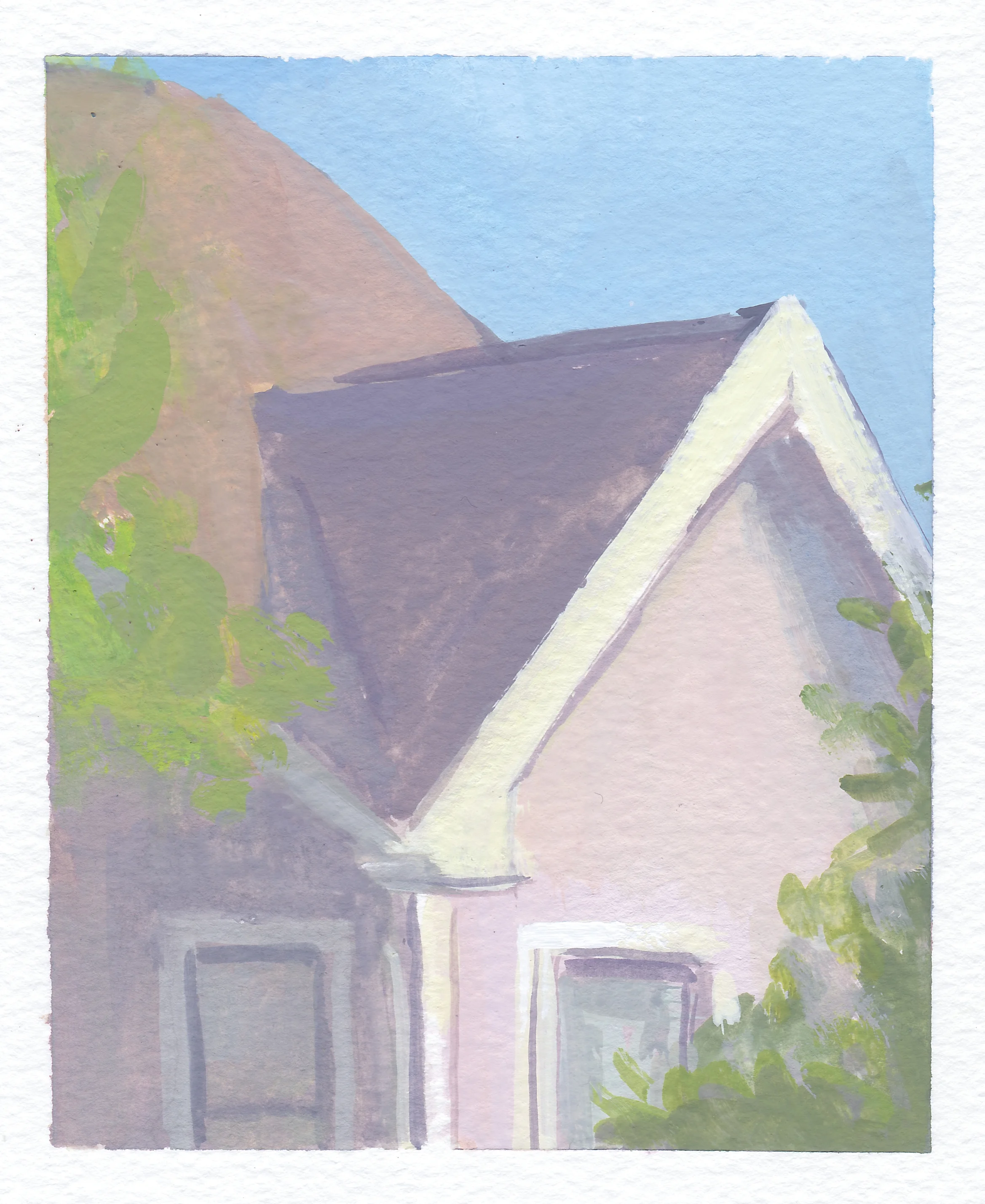 purple house gouache on paper 4x5" 2016