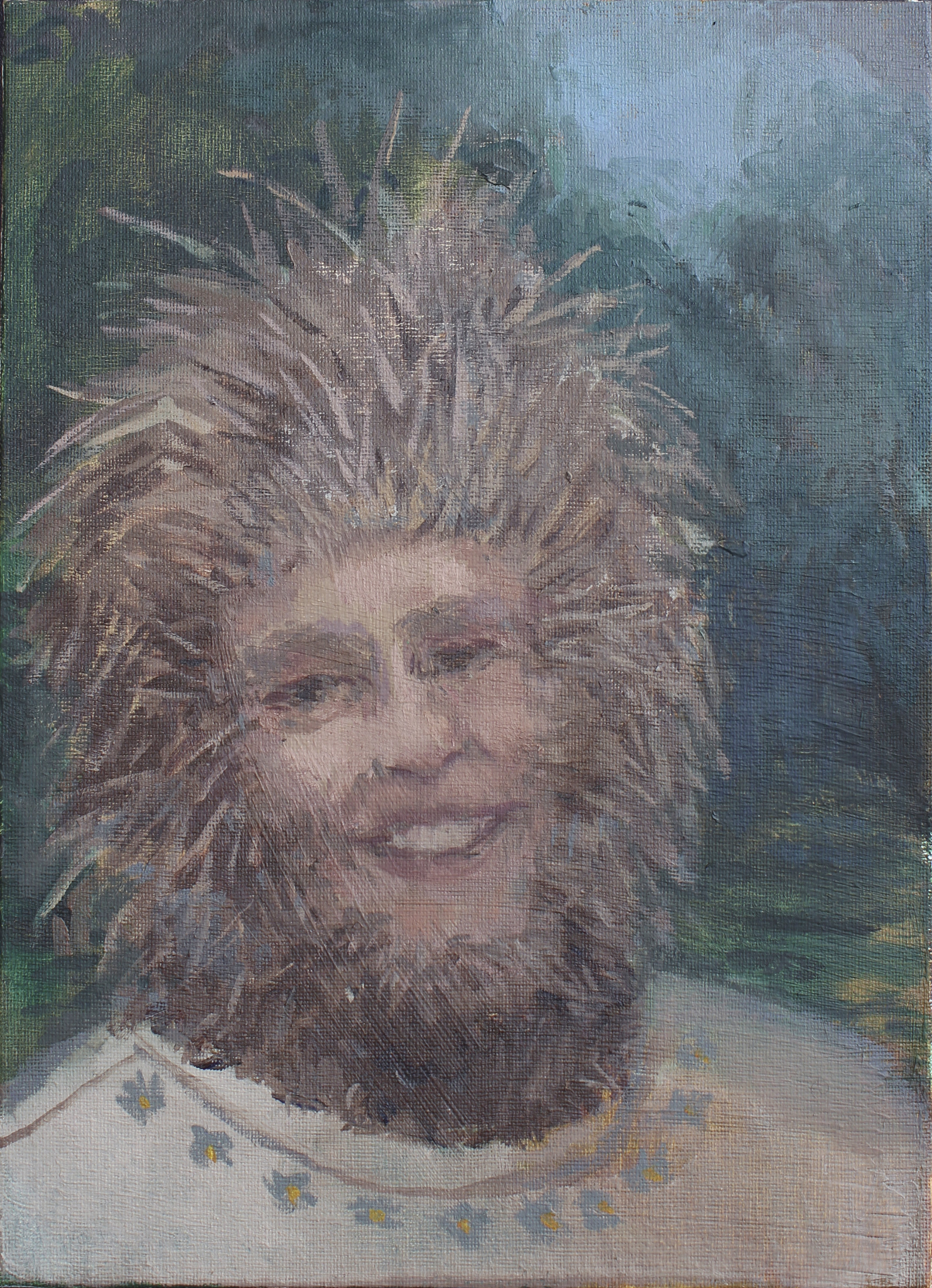    porcupine lady     oil on canvas 9x12" 2016  private collection New Jersey 