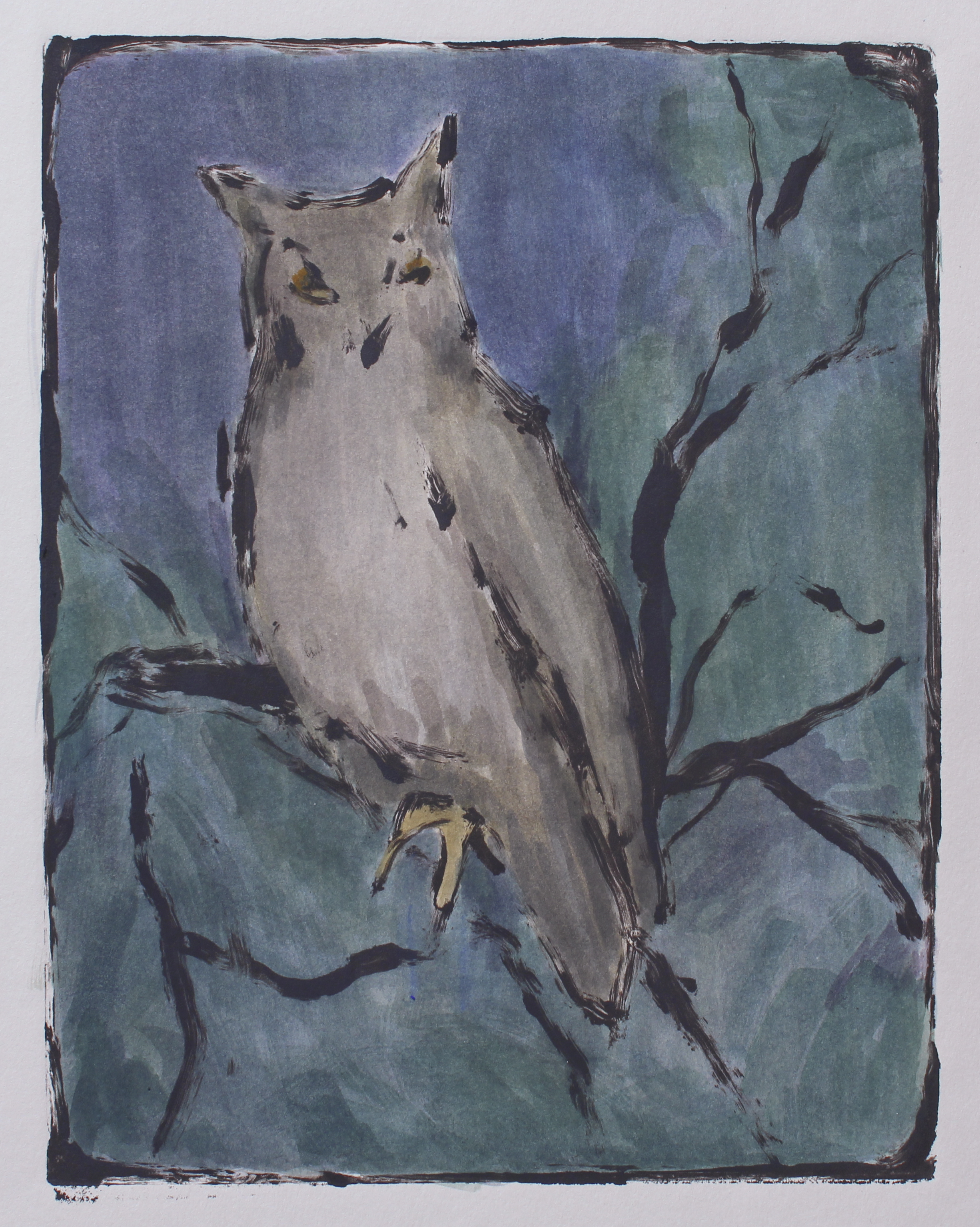 night owl monotype unique edition 7.5x9.75" 2017