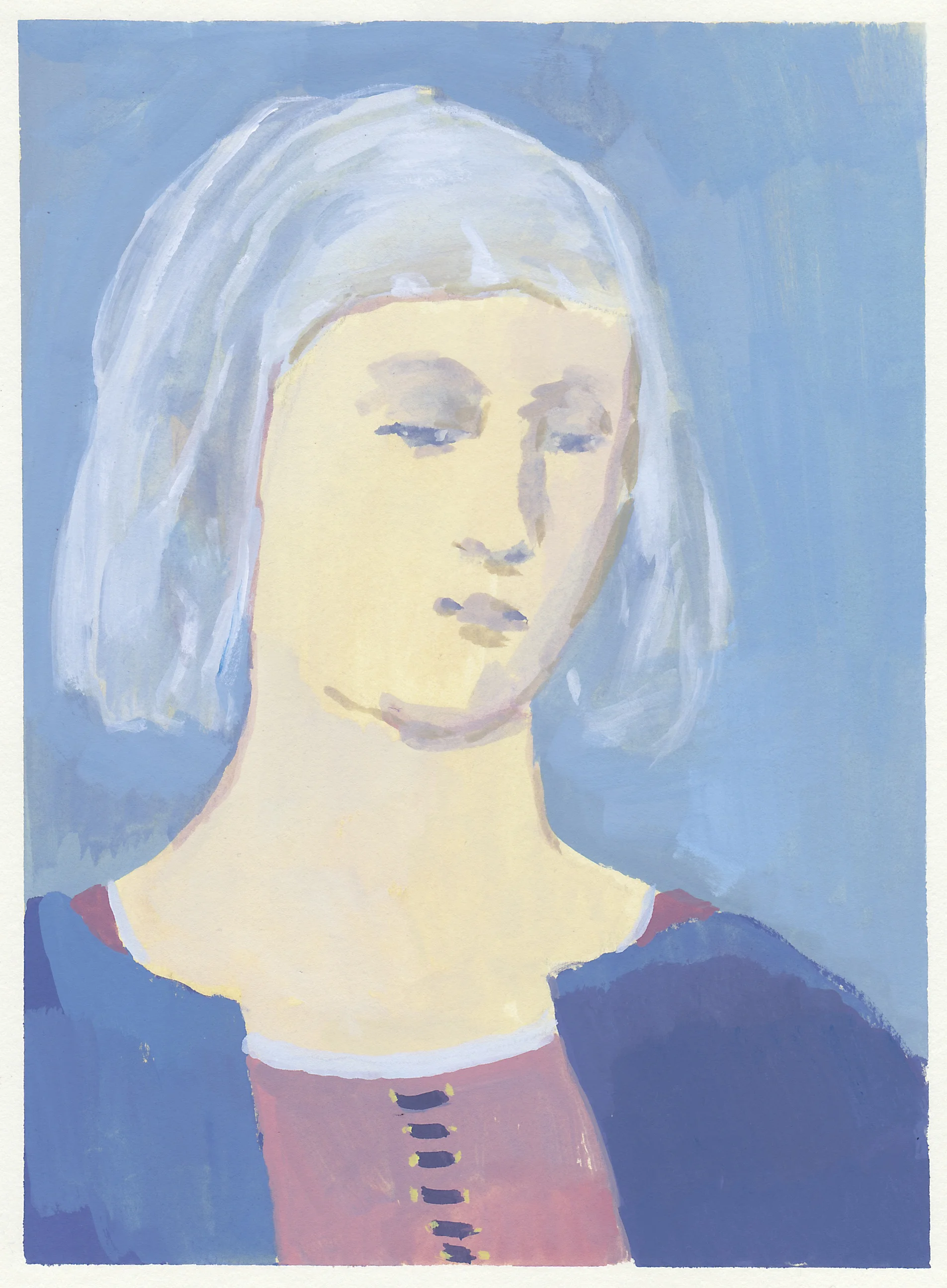 renaissance woman (study after Piero) gouache on paper 6x8.25" 2017 purchase
