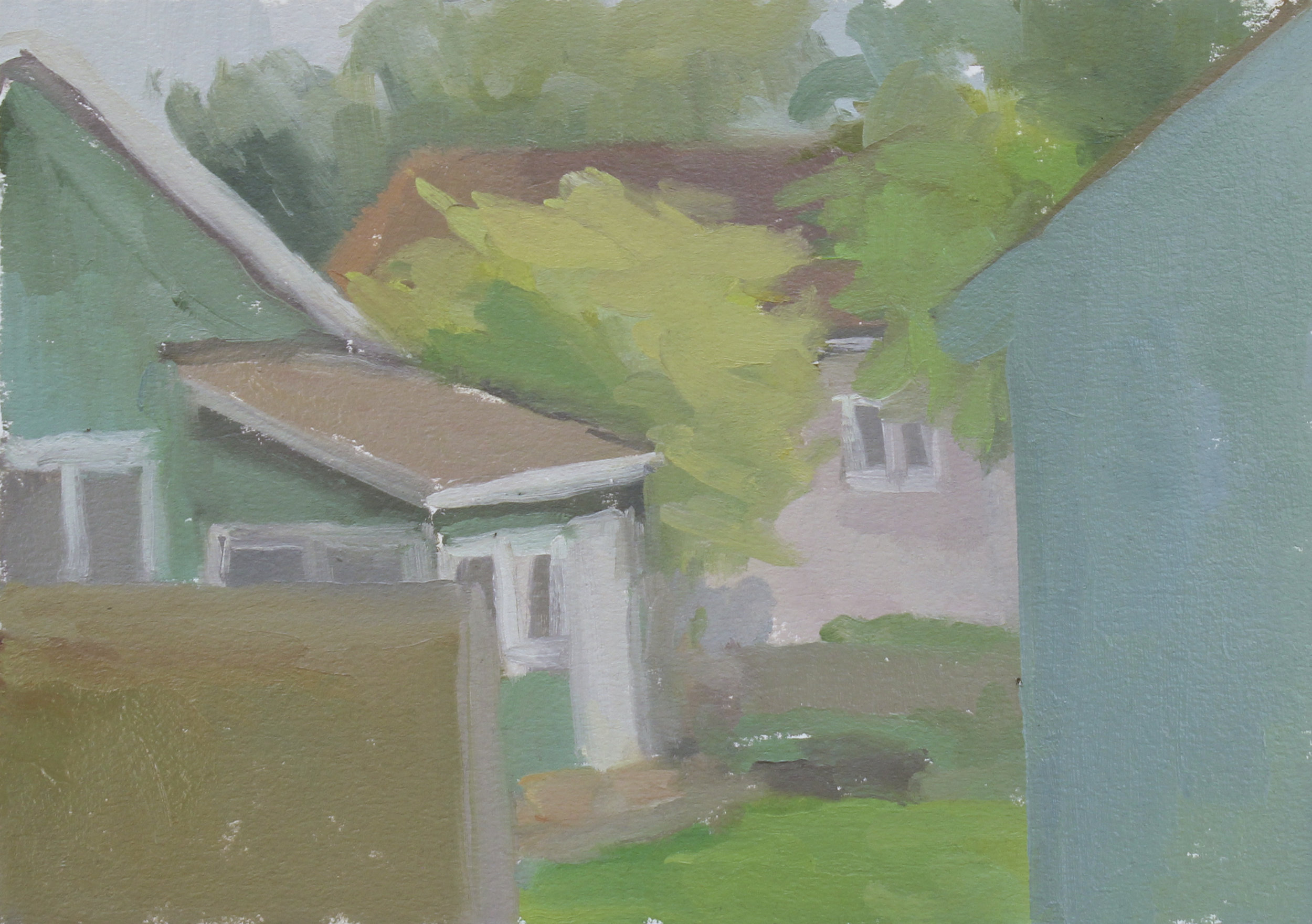    germantown corner, late summer     oil on paper 8.25x11.5" 2017   purchase  