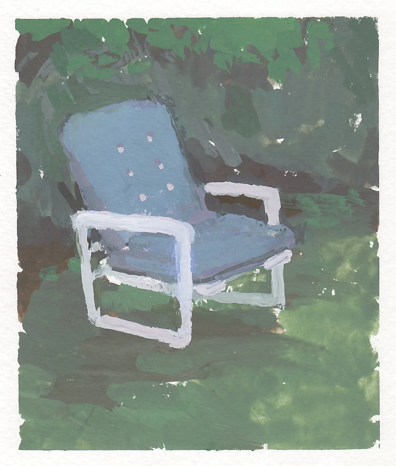 crocky's blue chair gouache on paper 4x4.75" 2017