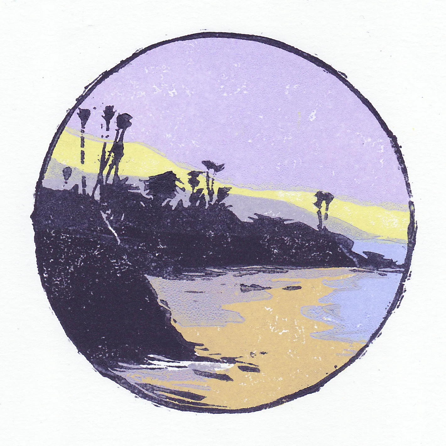 divers cove, day woodblock print edition of 12 4x4" 2018