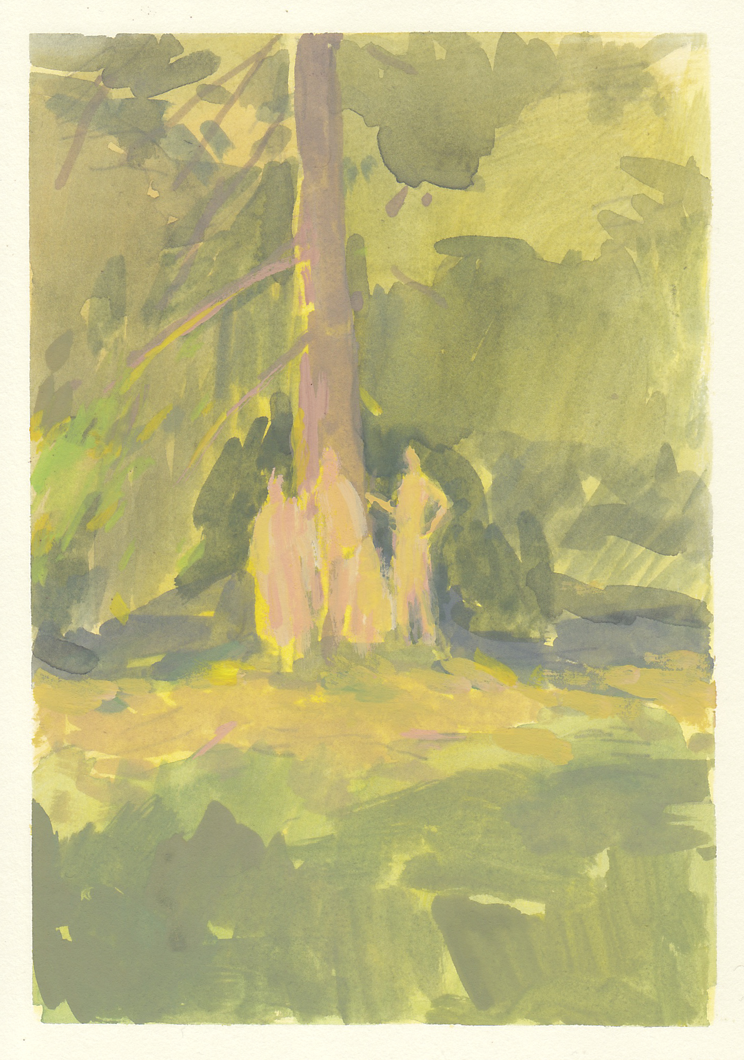    pines people     gouache on paper 4.5x6.5" 2018   purchase  