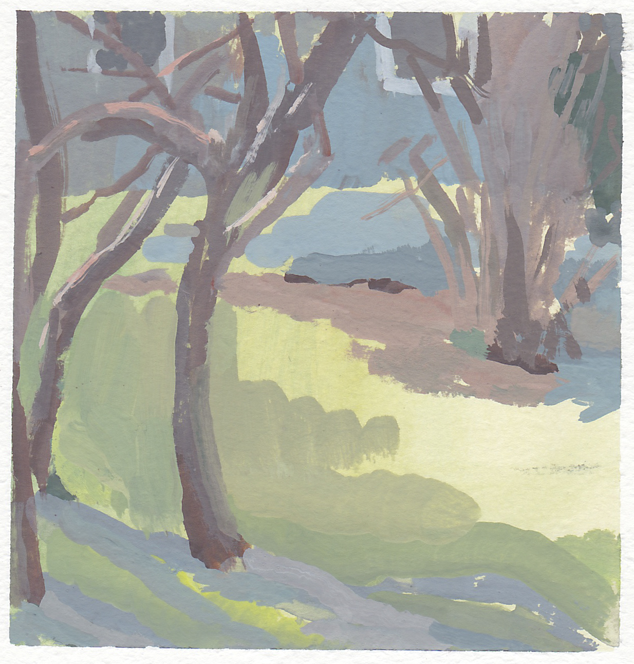    plum tree in february     gouache on paper 4x4" 2018  private collection in Nashville, TN   