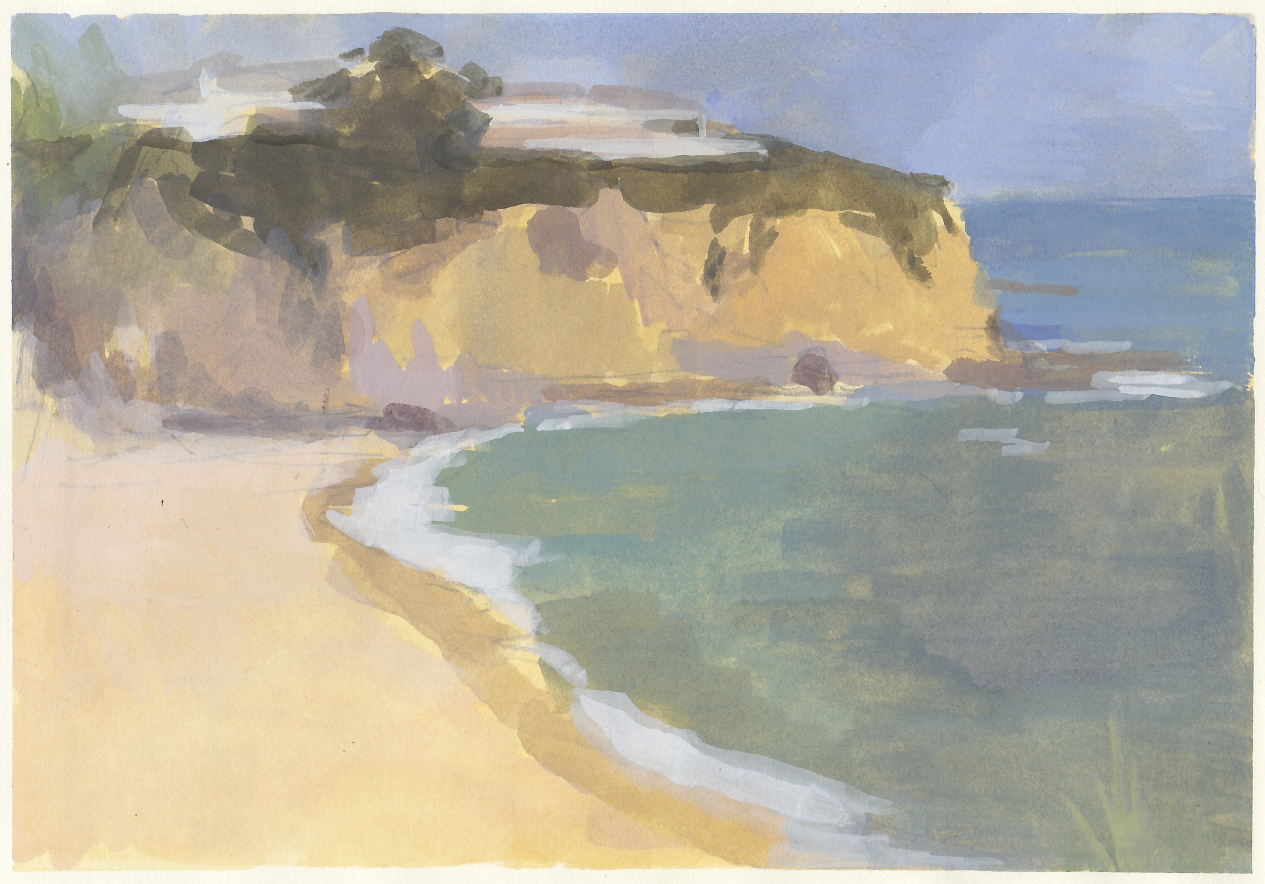    the cove     gouache on paper 7.25x10.5”  private collection California    purchase small print   purchase large print  