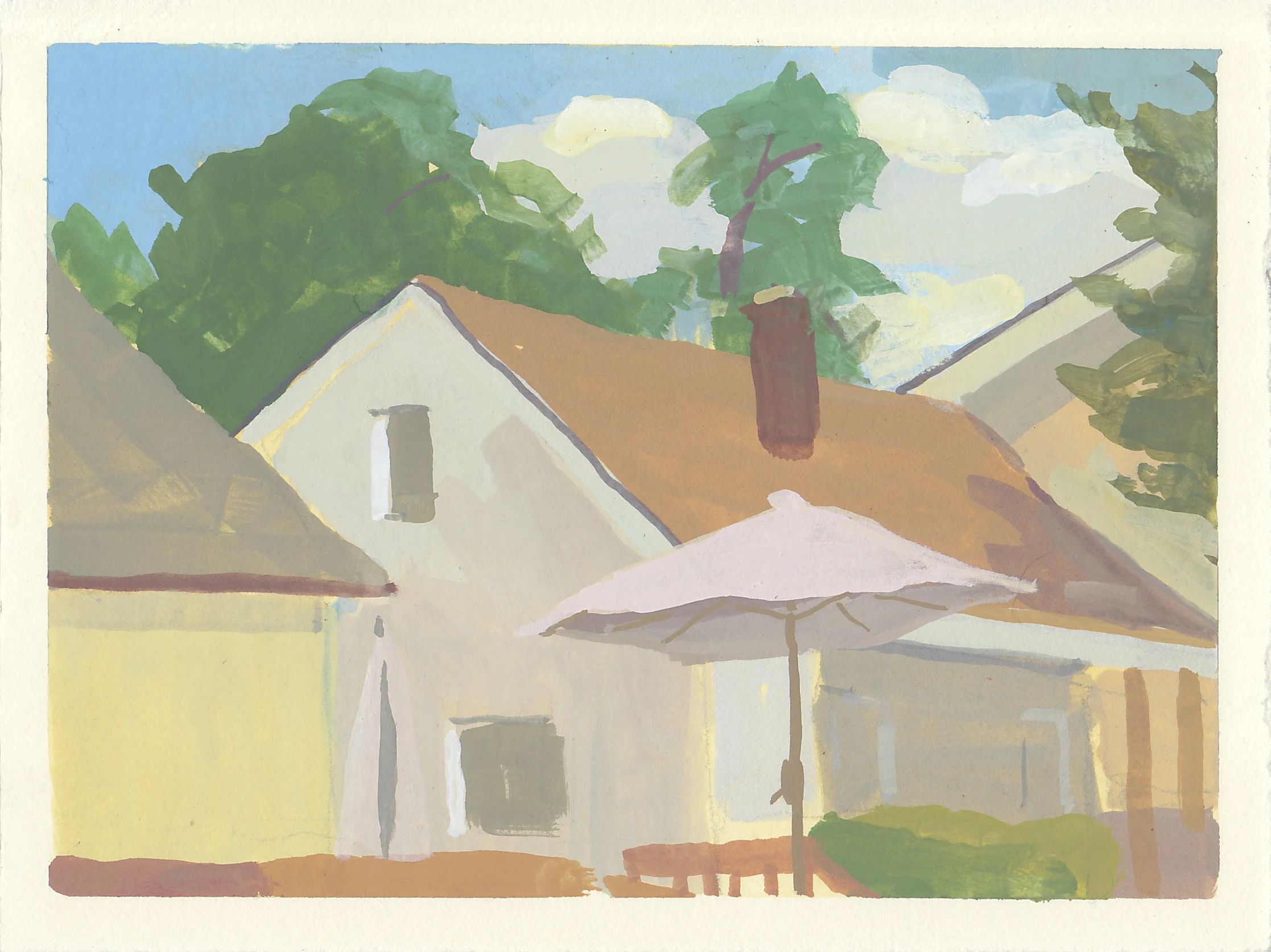 cousin kenny’s umbrella gouache on paper 5x6.75” 2018 purchase