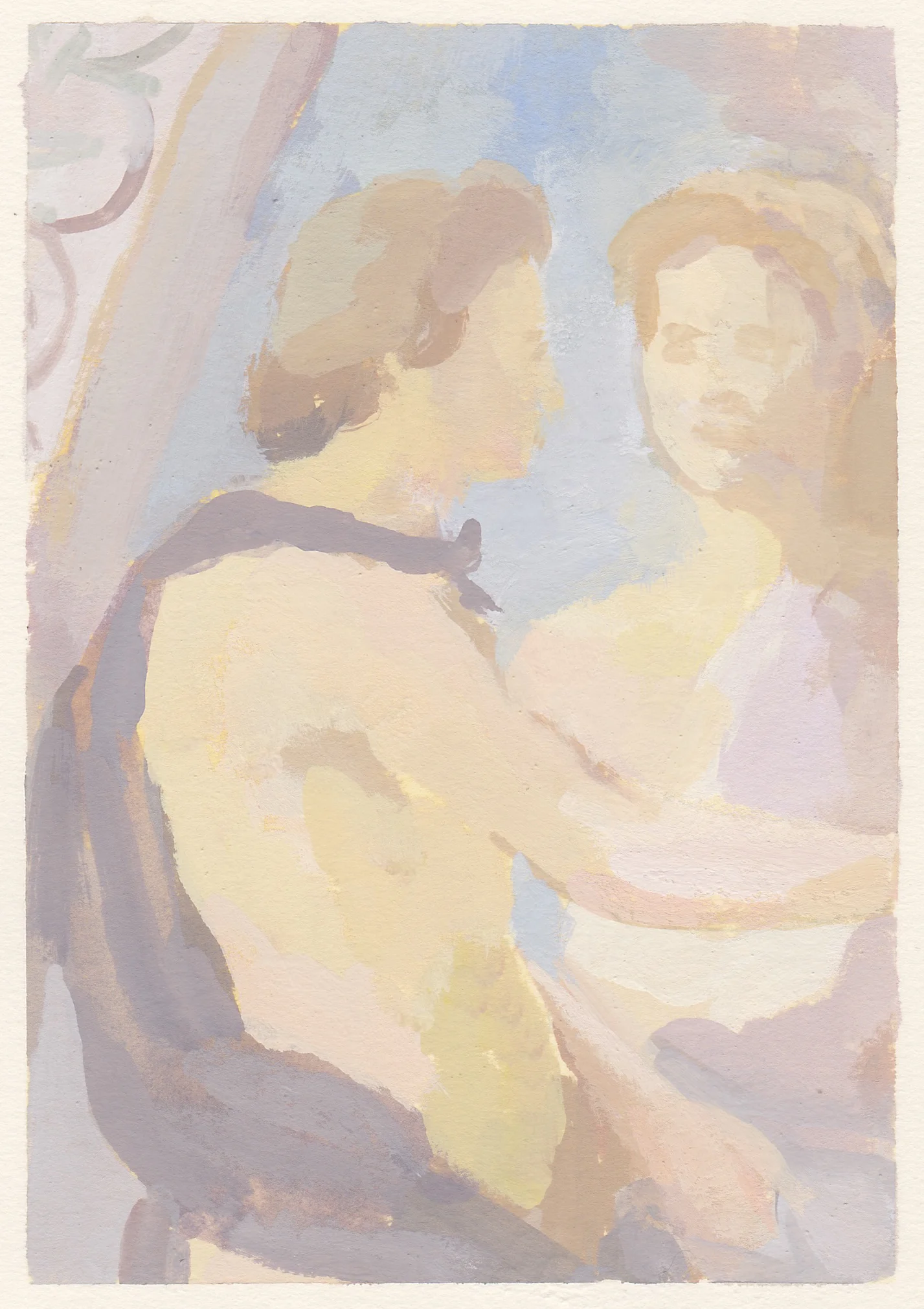 lovers fresco gouache on paper 6.5 x 4.5” 2018 private collection in Irvine, CA purchase prints