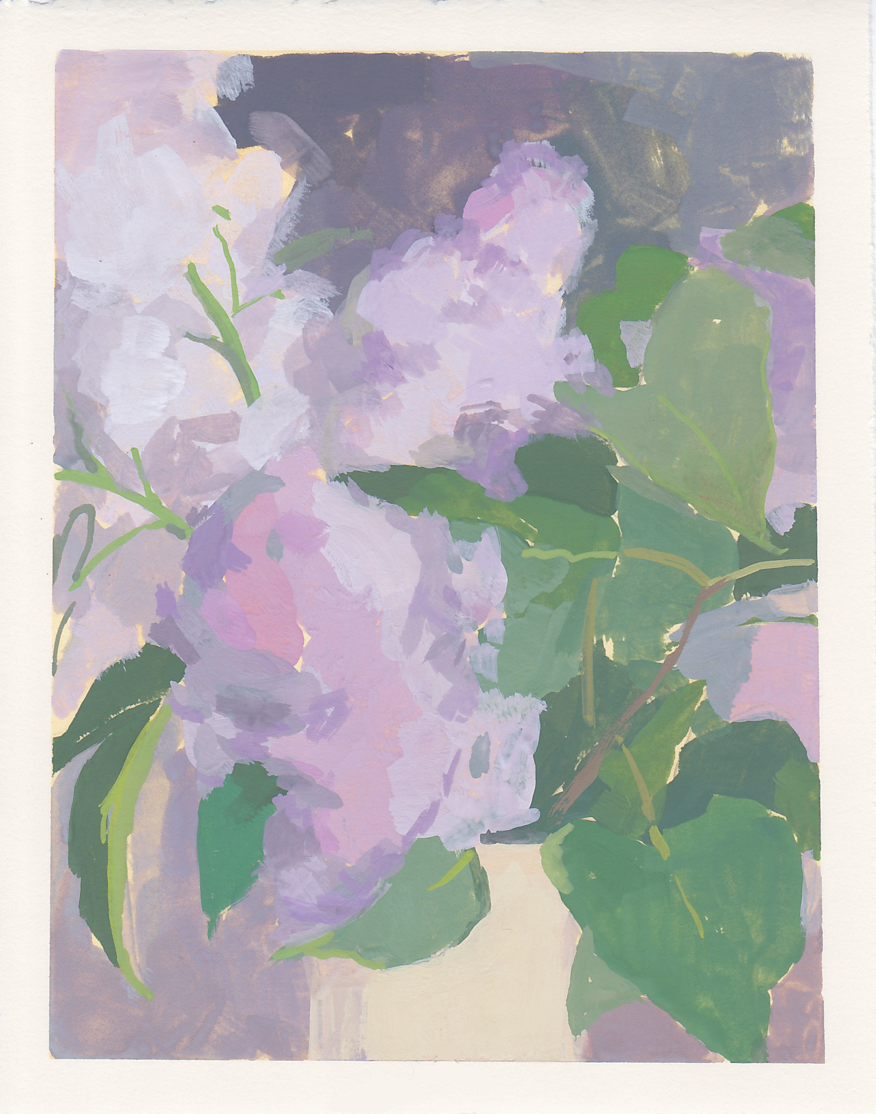    Lilac Vase   gouache on paper 6.75” x 5.25” 2019  private collection CA 