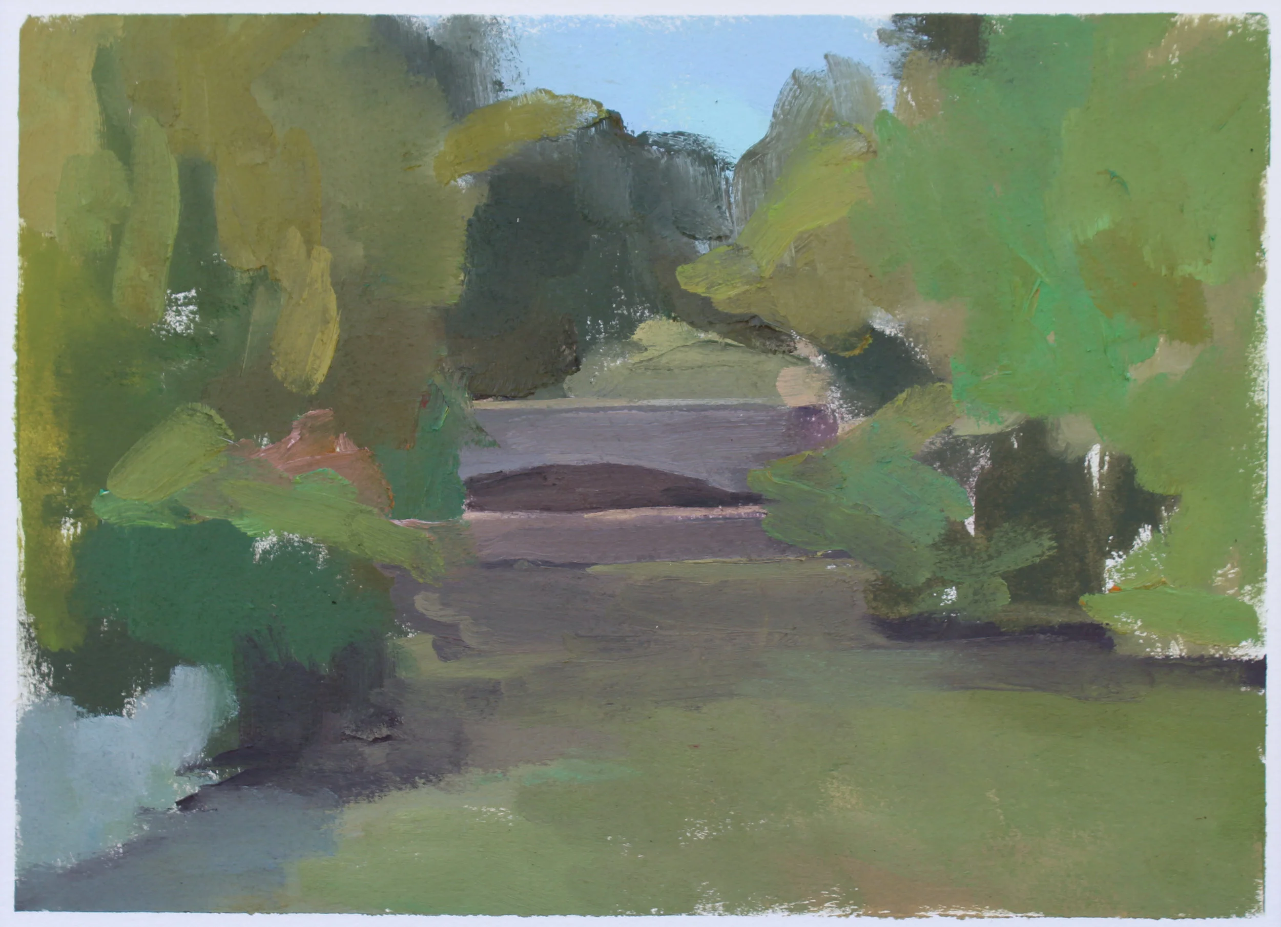 Garden Bridge oil on paper 7.25" x 10" 2017 purchase