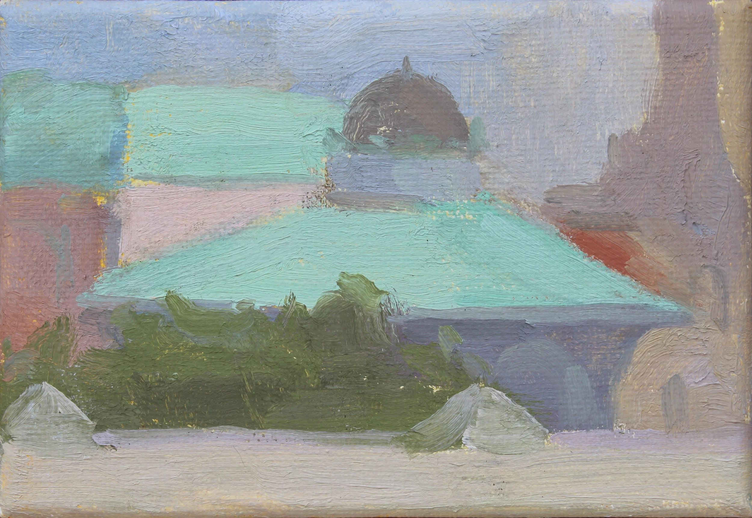 The Carousel Building oil on canvas 4 x 6” 2019 private collection