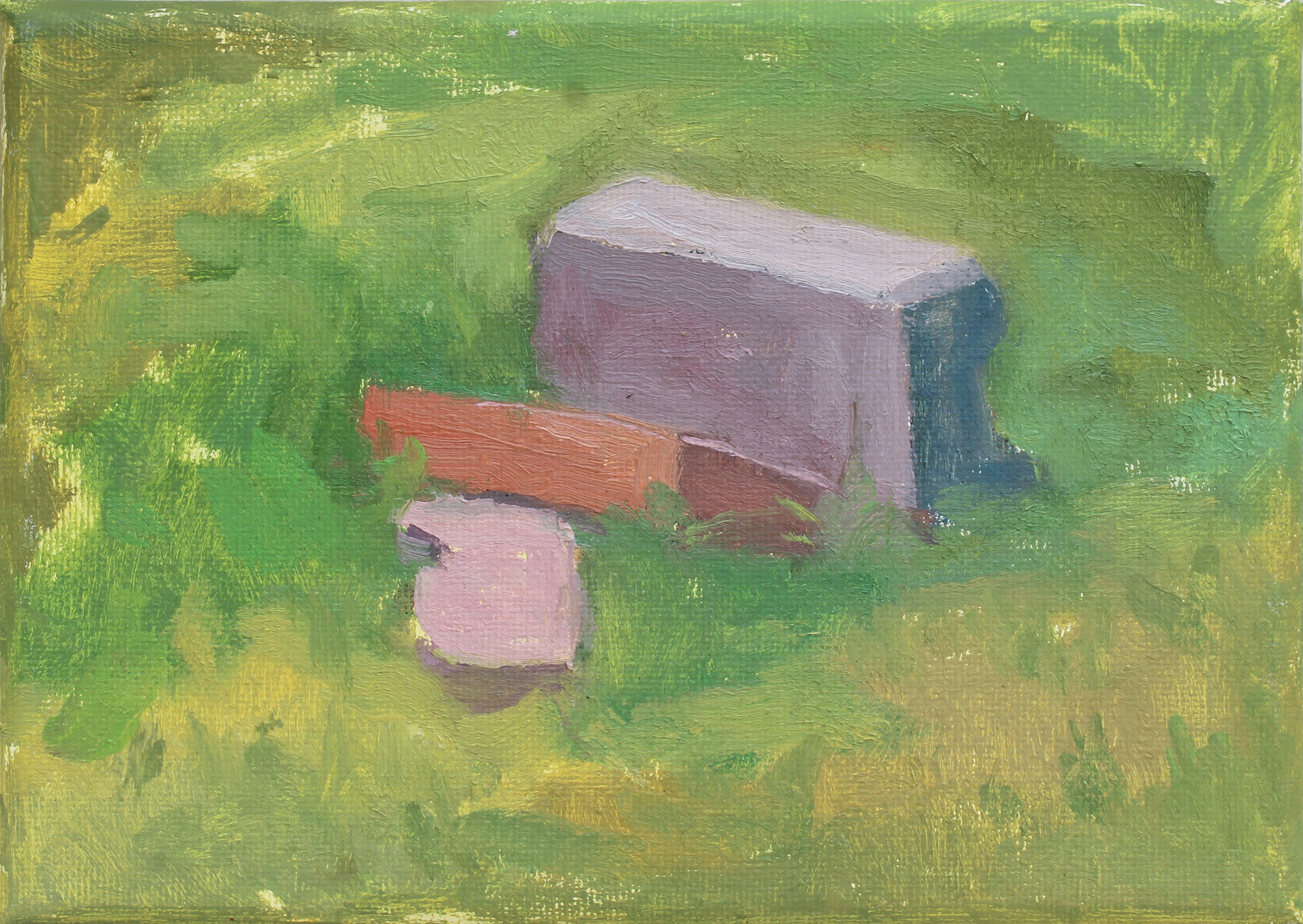    Summer Grass, Three Bricks   oil on canvas 5x7” 2019   available  