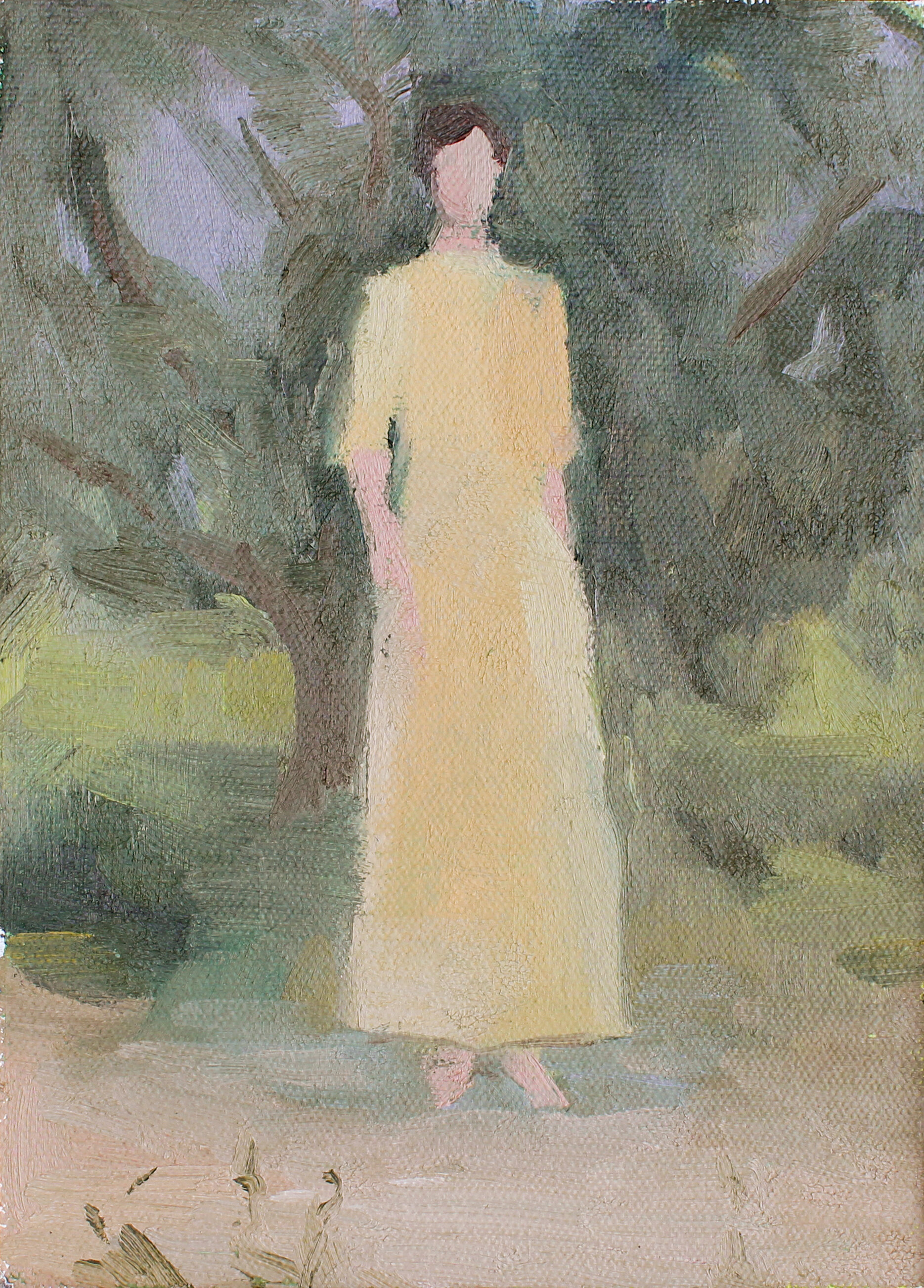    woman in a yellow dress     oil on canvas 5x7" 2017  private collection New Jersey 