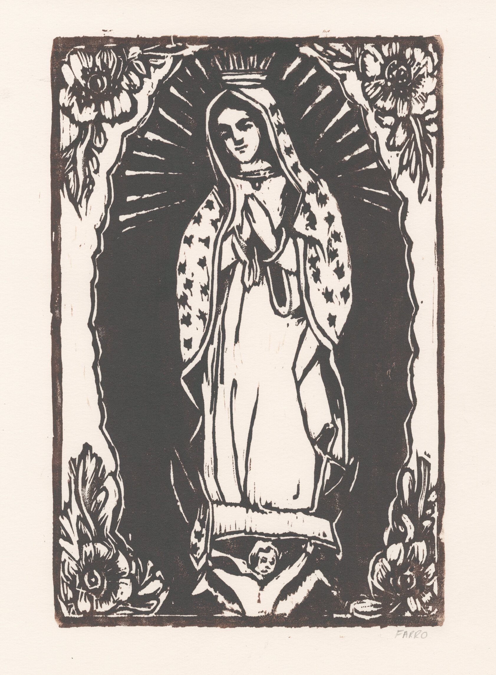   Our Lady of Guadalupe  woodblock print edition of 45 8x12" 2012   purchase  