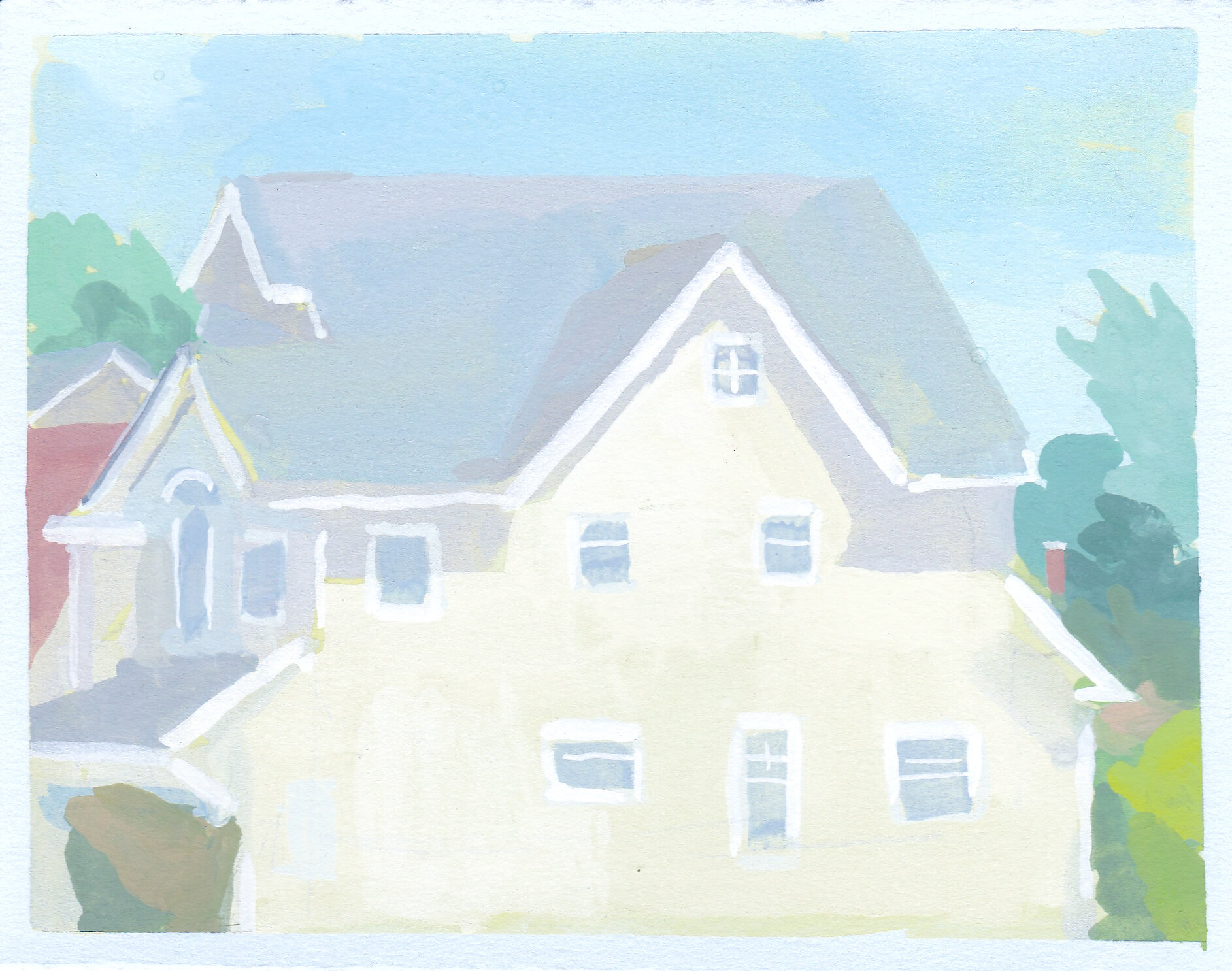    Yellow House in Manasquan   gouache on paper 4.5 x 6” 2019    purchase  