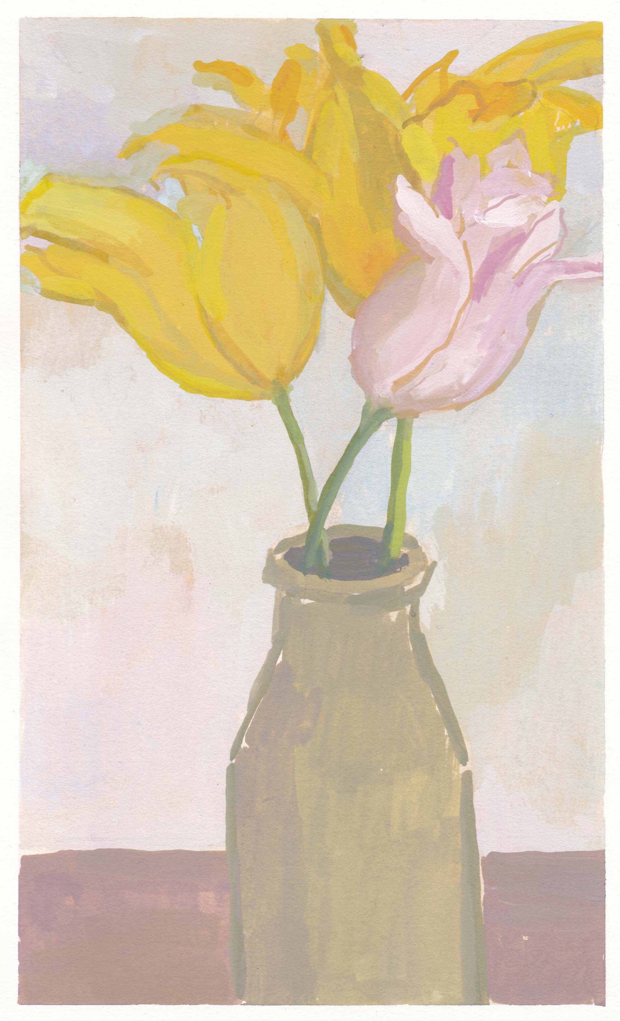    Tulip Vase   gouache on paper 10.5 x 6.25” 2022   collect this painting  