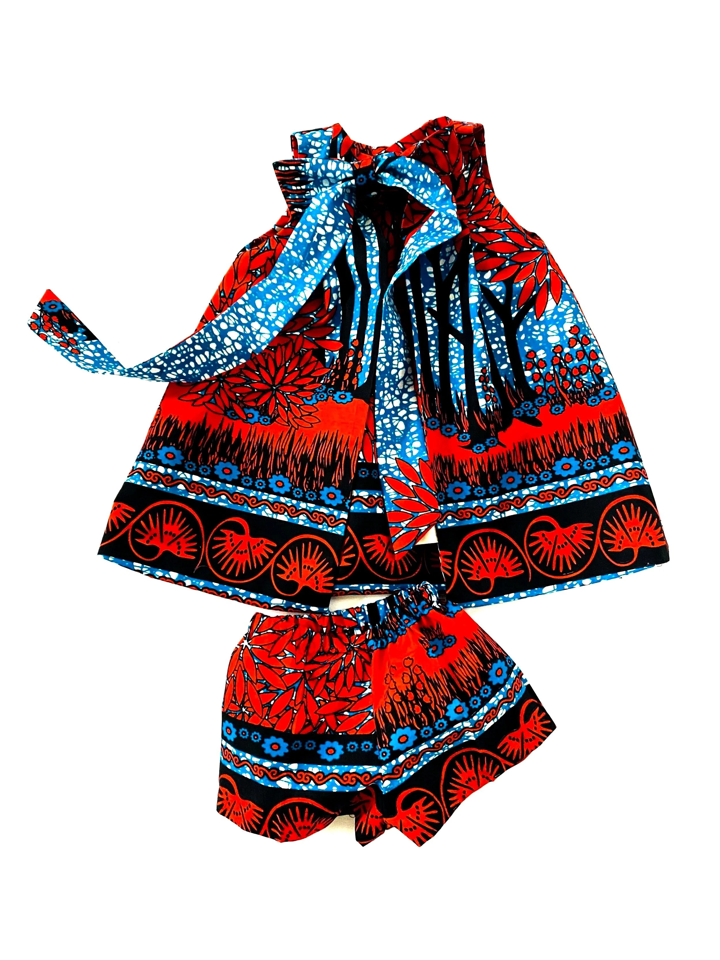 open back dress + shorts (9-12 months)